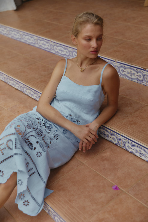 Tree of Life Blue Skirt - alternate view
