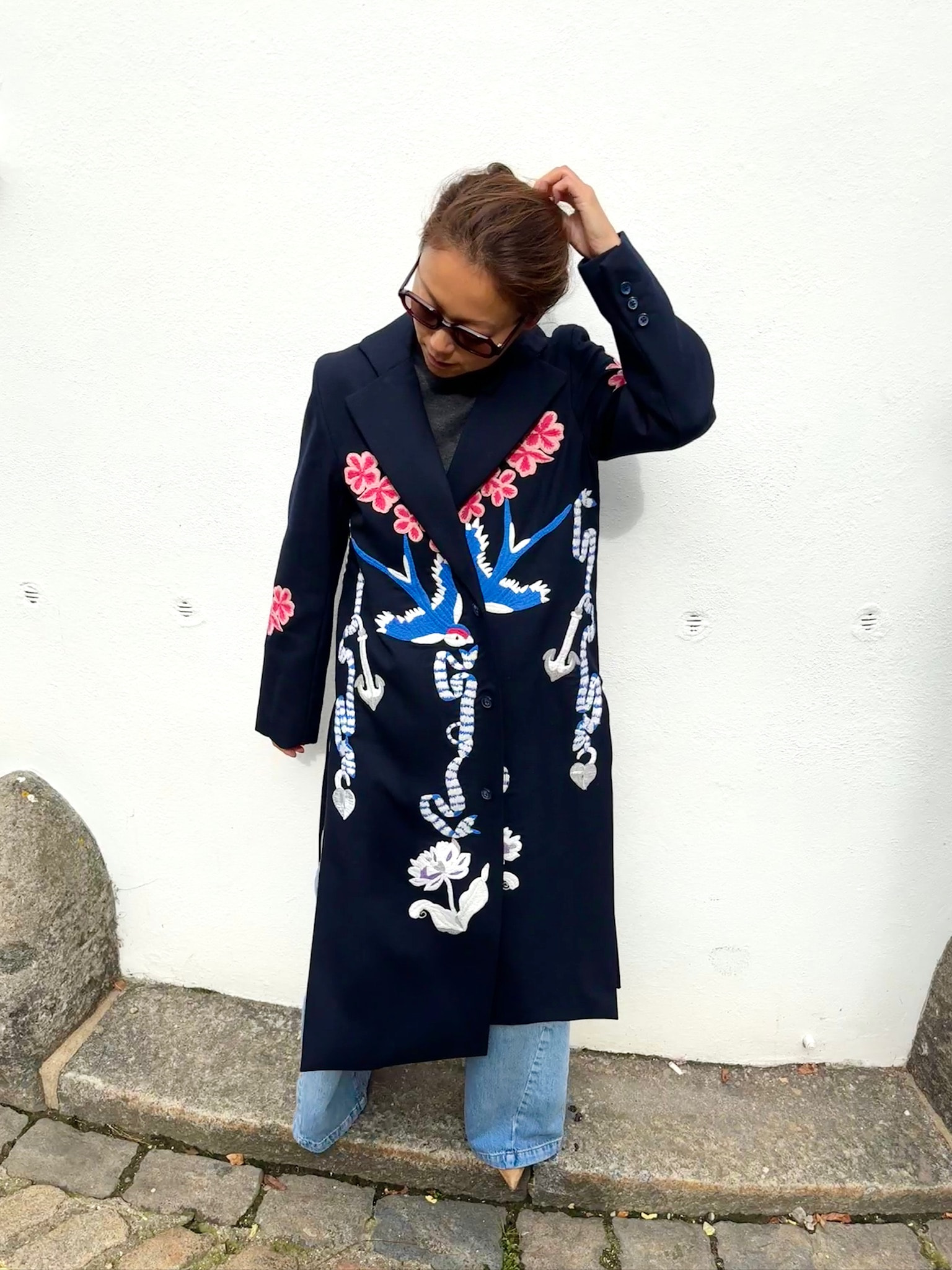 Romantic Birds Wool Coat - alternate view
