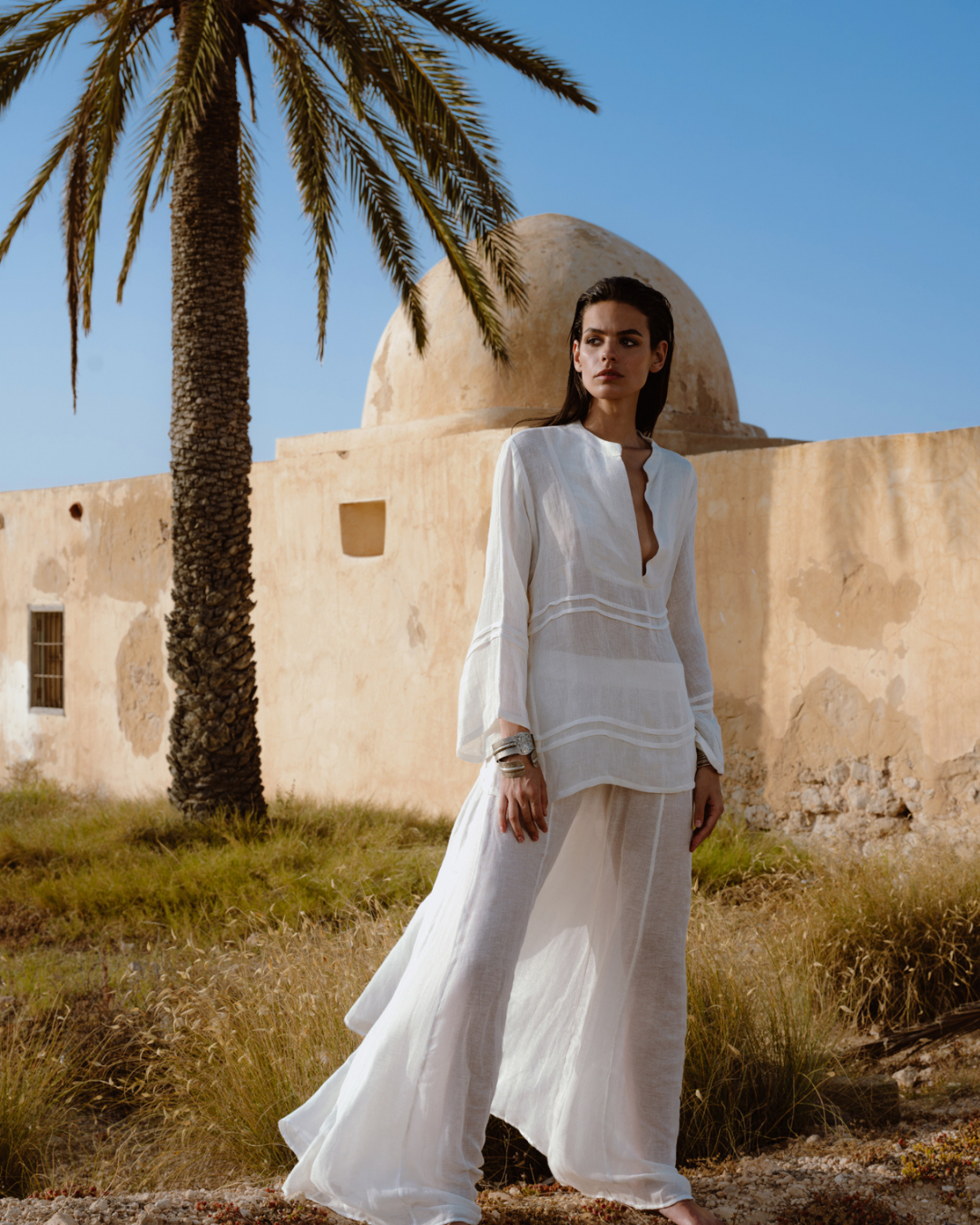 Calypso Palazzo Pants White