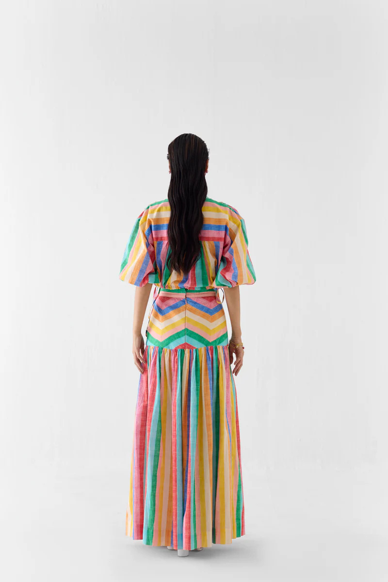 Leher Drawstring Crop Shirt & Gathered Skirt - alternate view