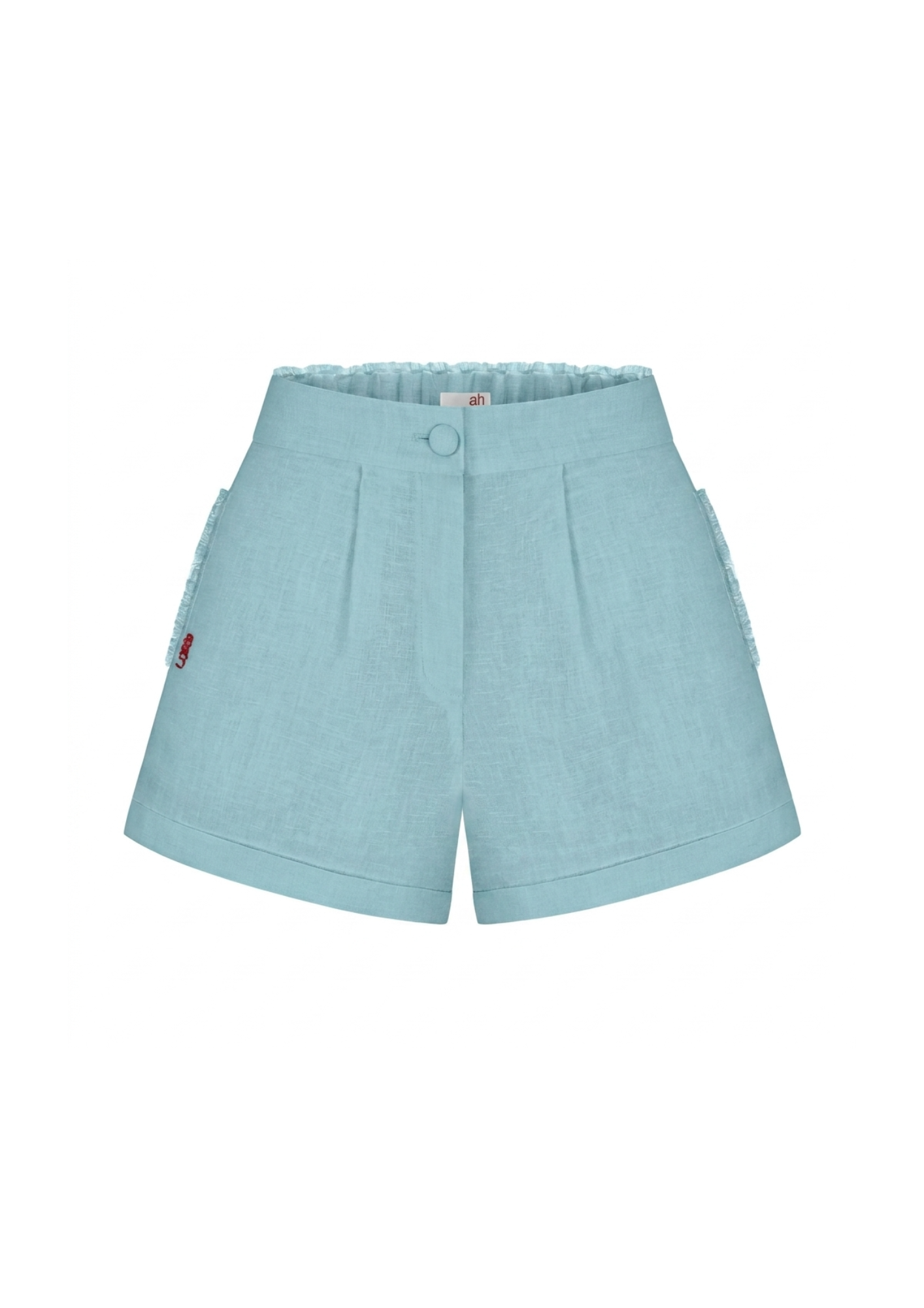 Steel Blue Linen Shorts with Cuffs