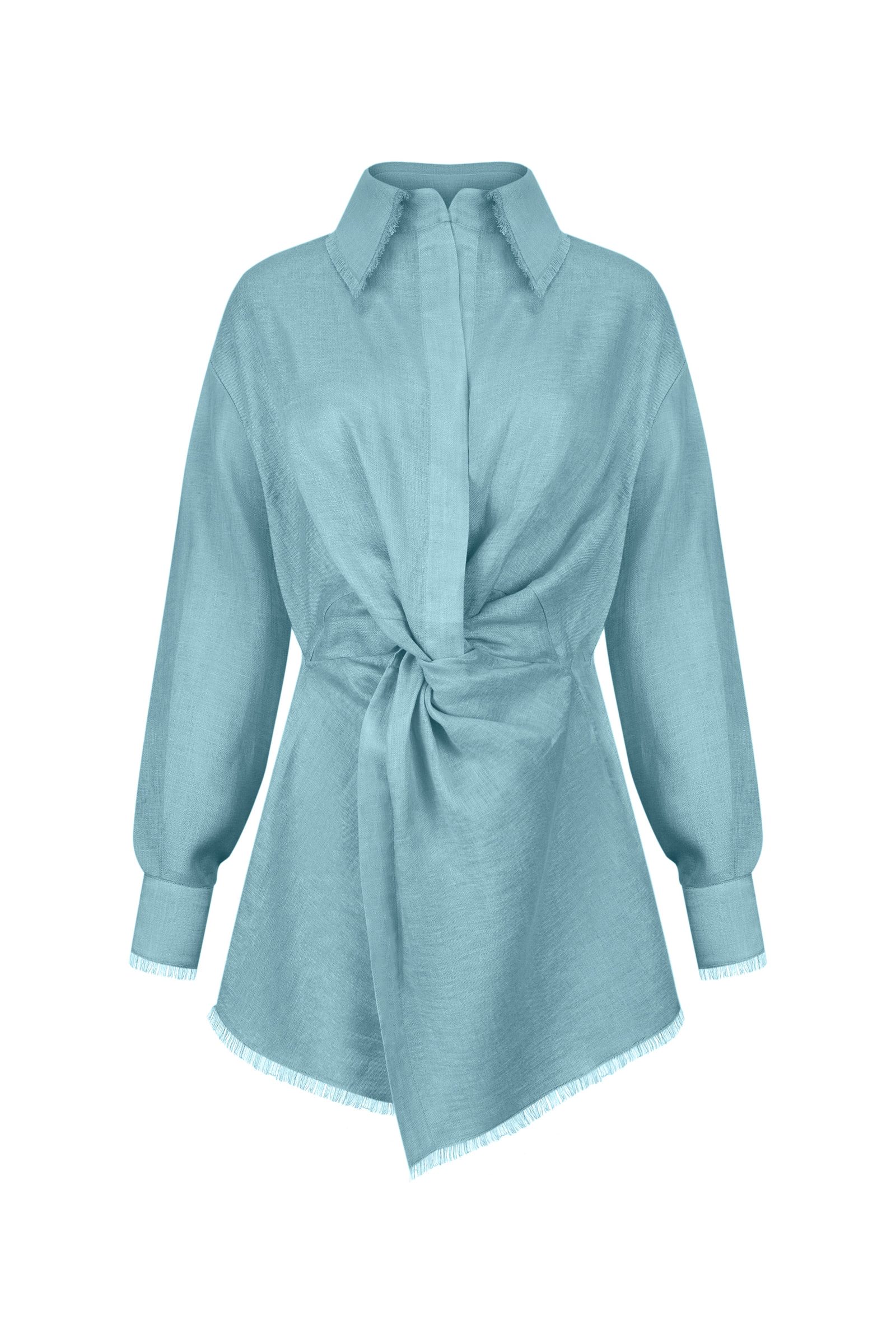 Front Knotted Linen Dress