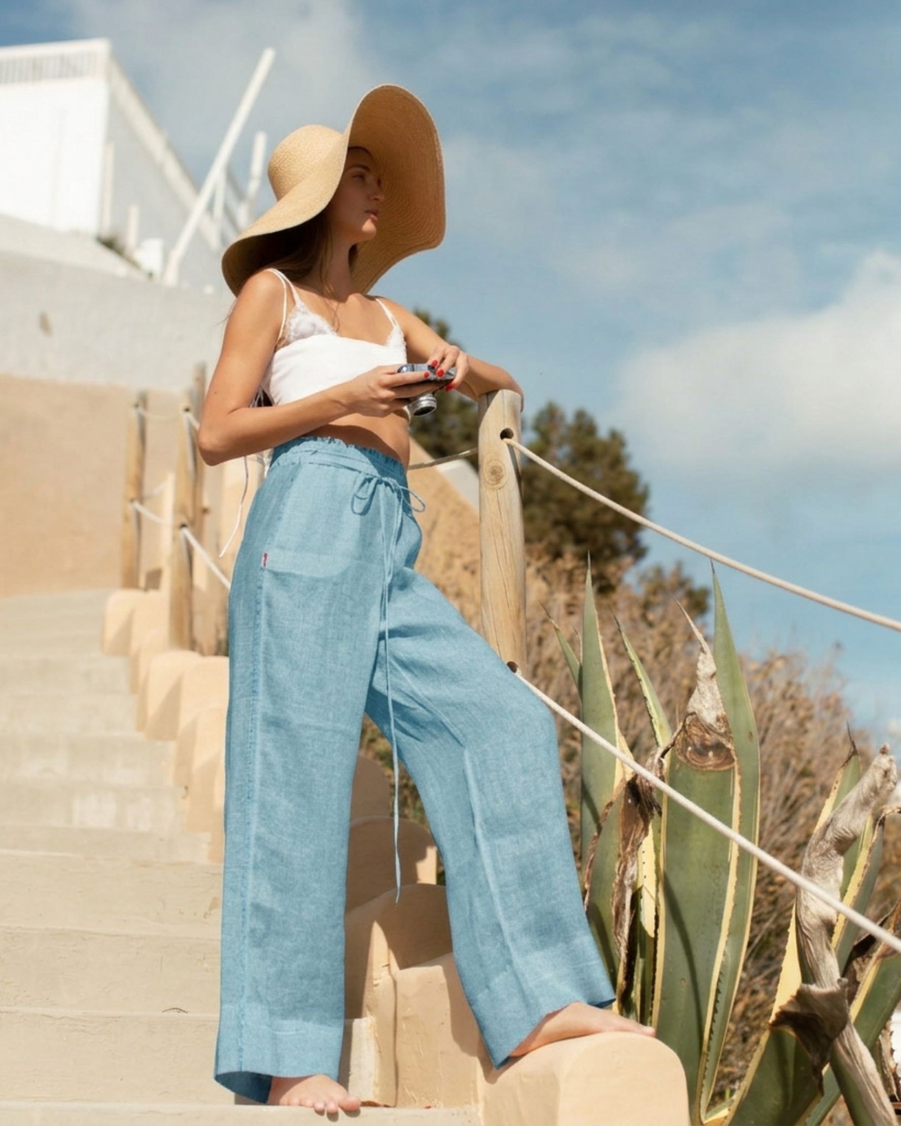 Long Tie High-Waist Trousers - alternate view
