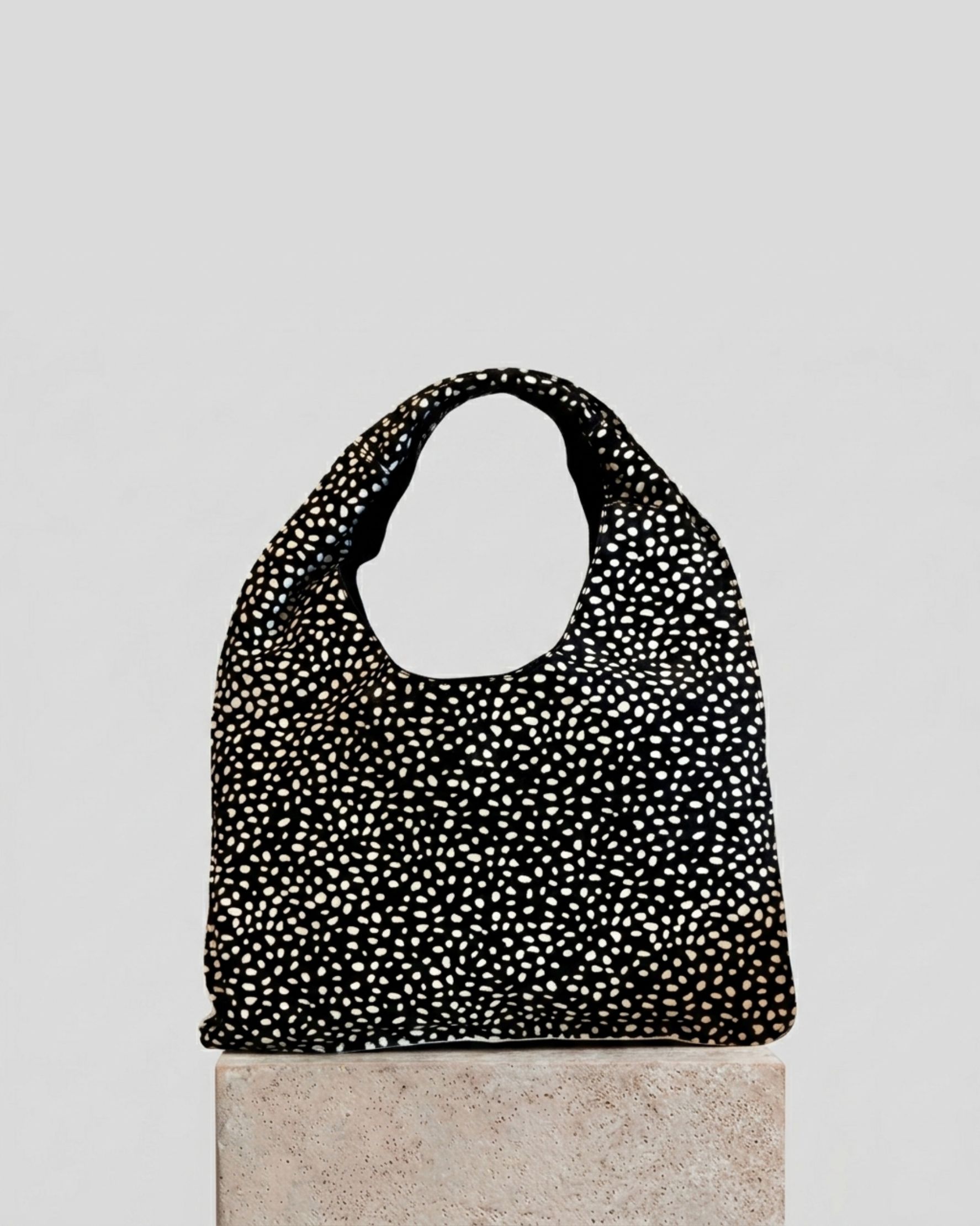 Small Sling Bag in Black Dotted Animal Print