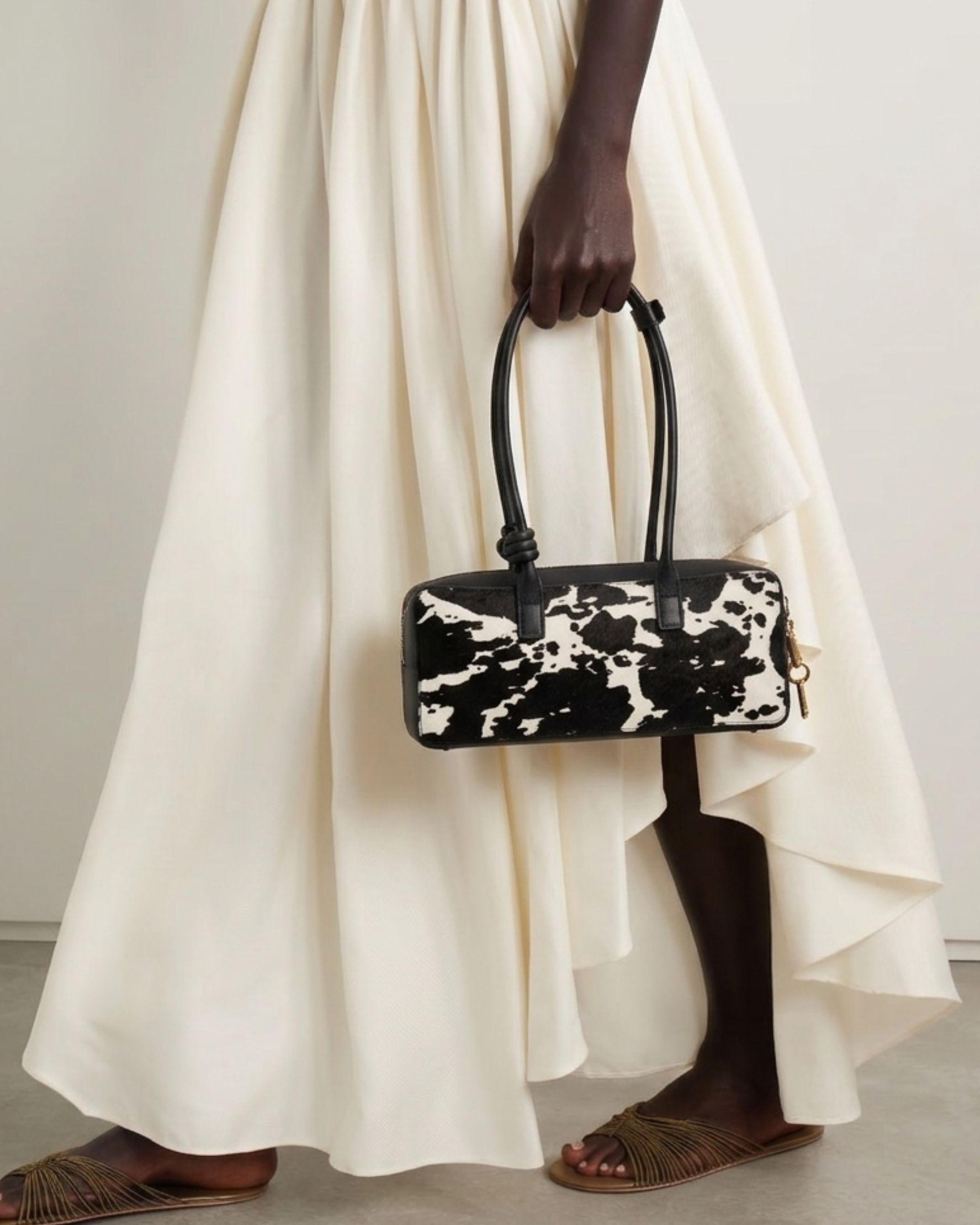 Small Work Bag in Suede Cow Print - alternate view