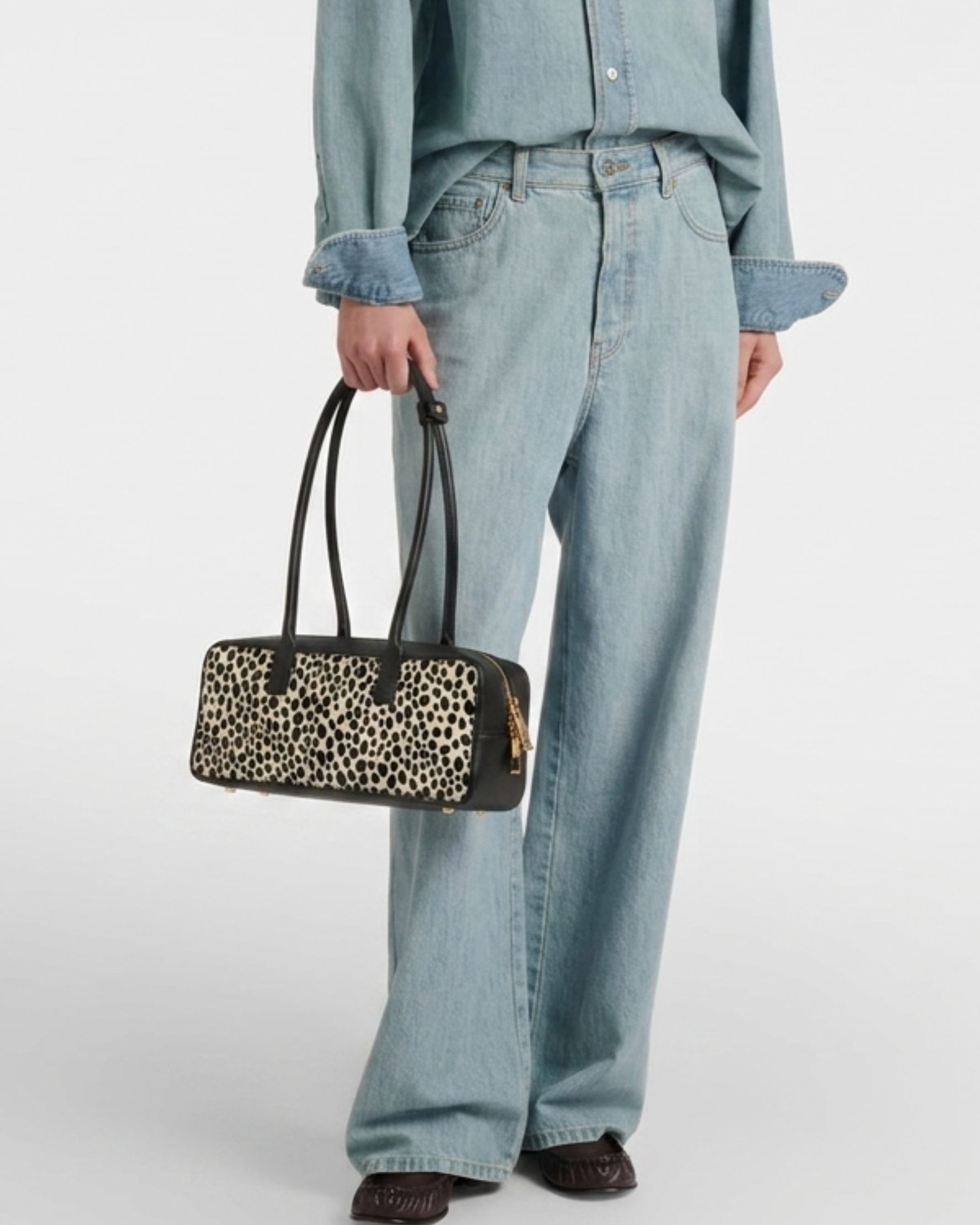 Small Work Bag in Suede Dalmatian Print - alternate view