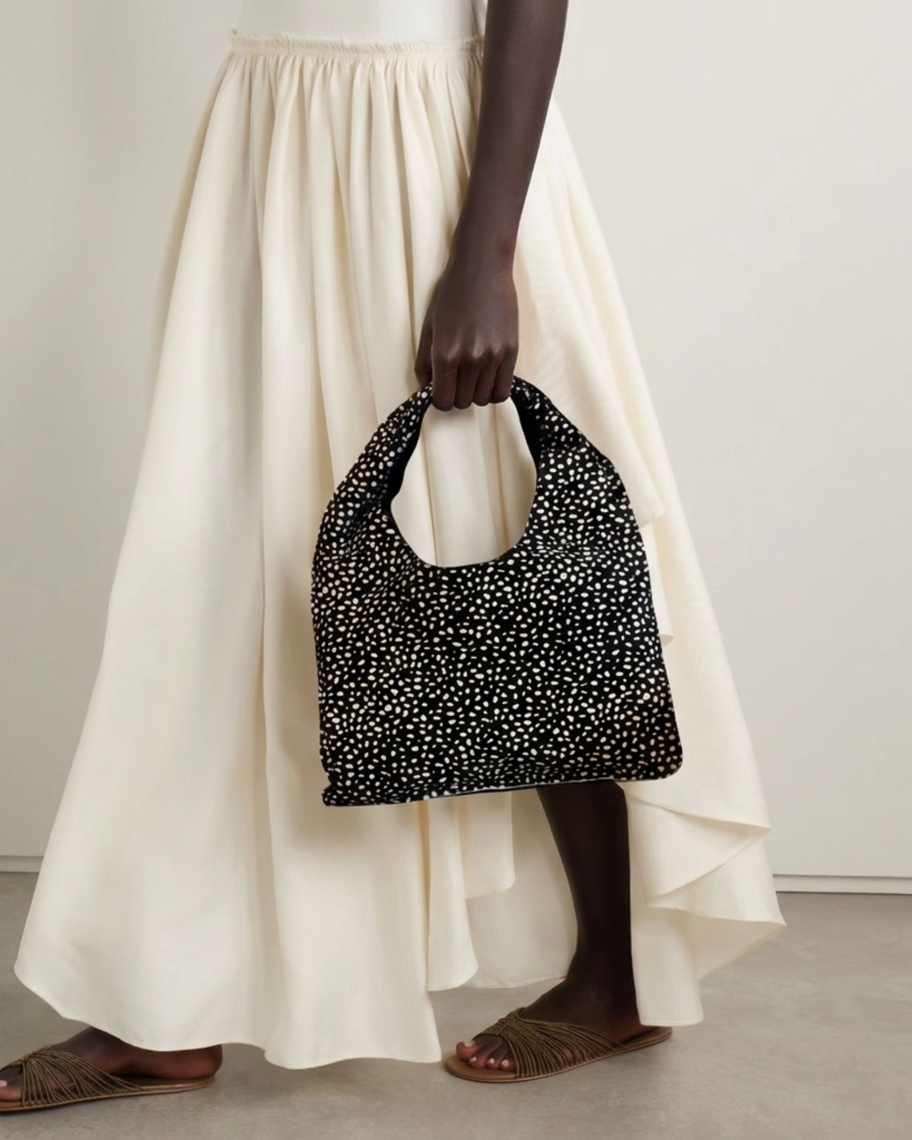 Small Sling Bag in Black Dotted Animal Print - alternate view