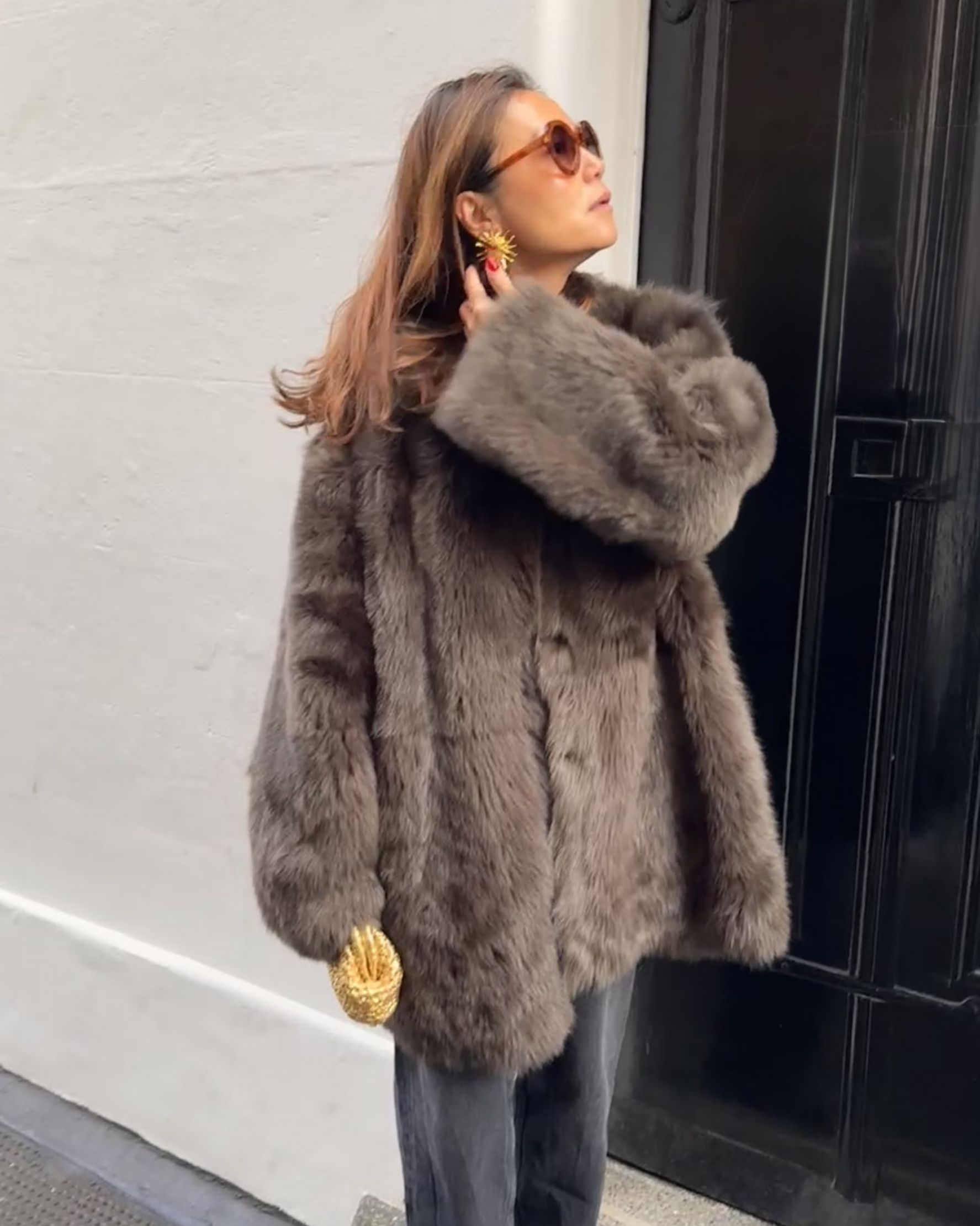 Rozy Shearling Coat in Kombu Green