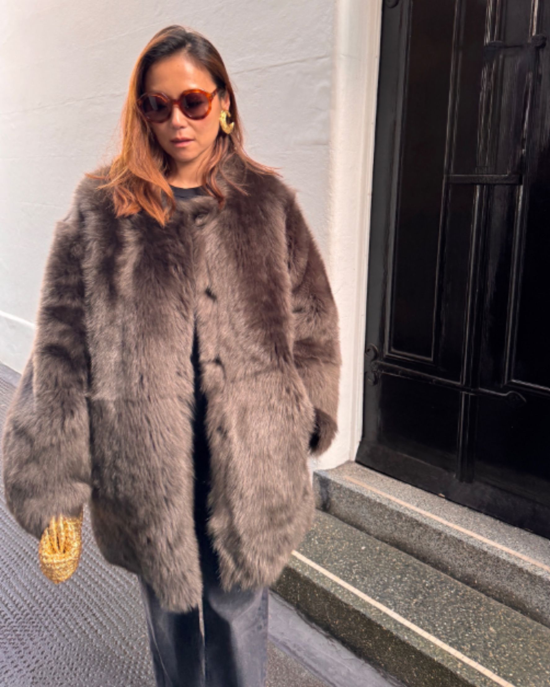 Rozy Shearling Coat in Kombu Green - alternate view