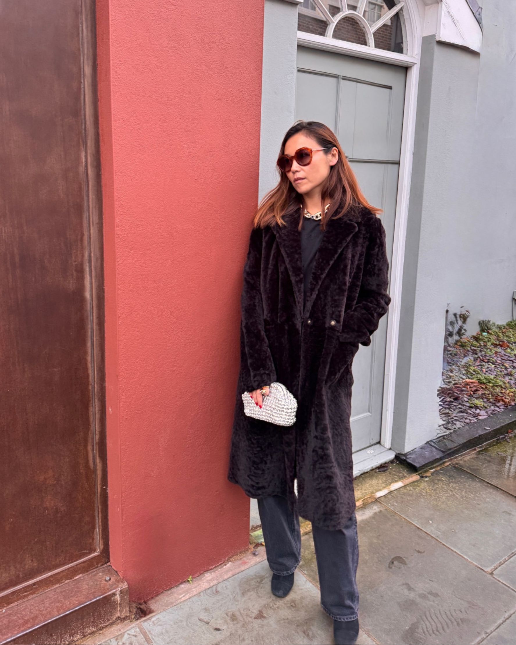 Serenade Shearling Coat in Dark Brown