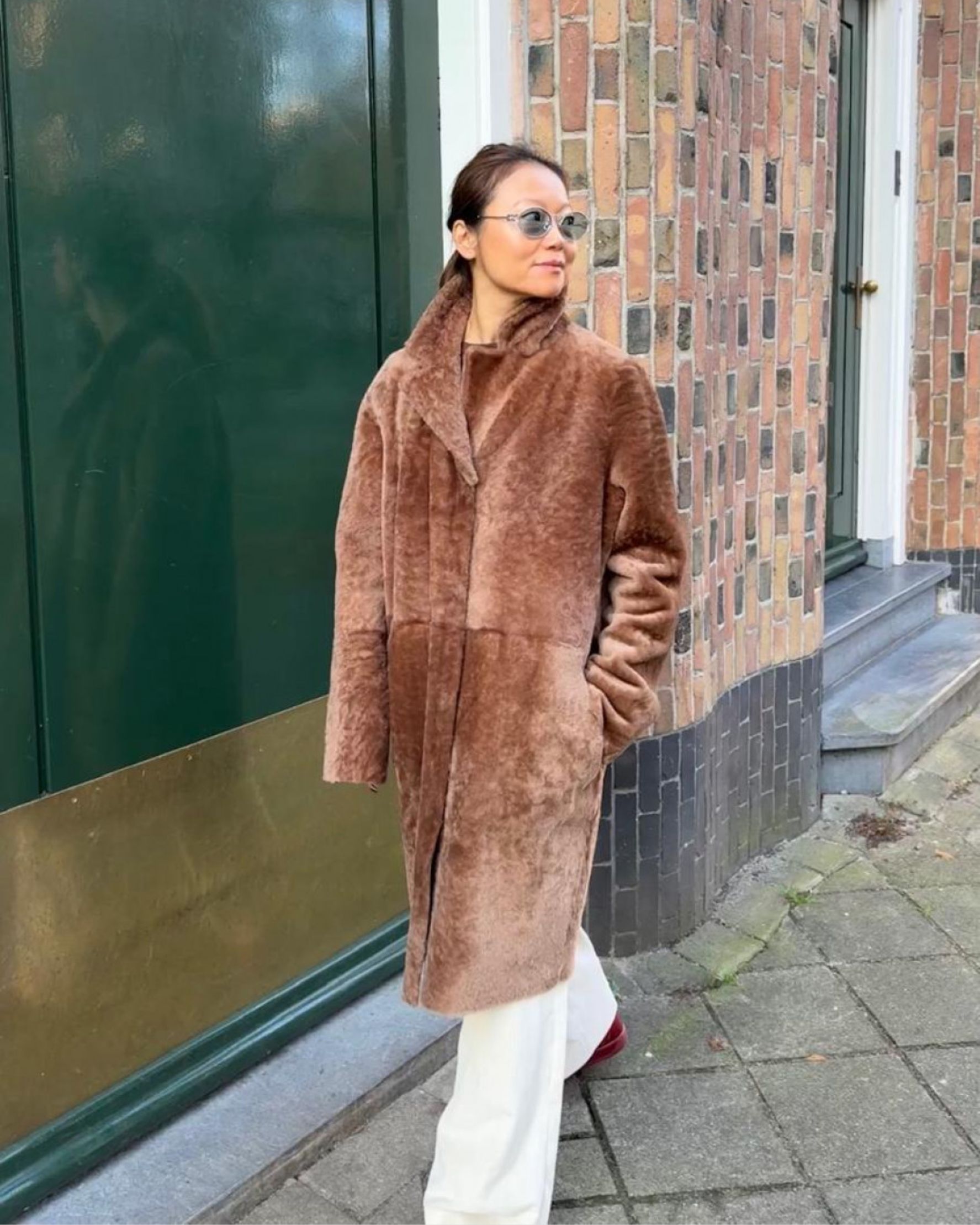 Melody Shearling Coat in Cinnamon