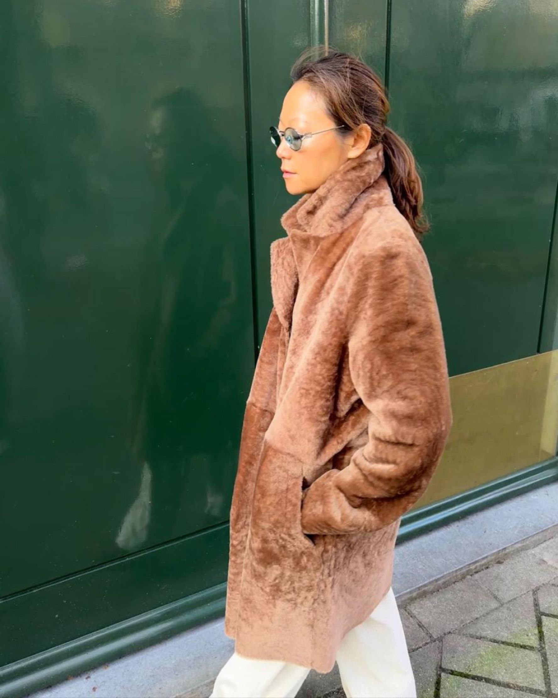 Melody Shearling Coat in Cinnamon - alternate view
