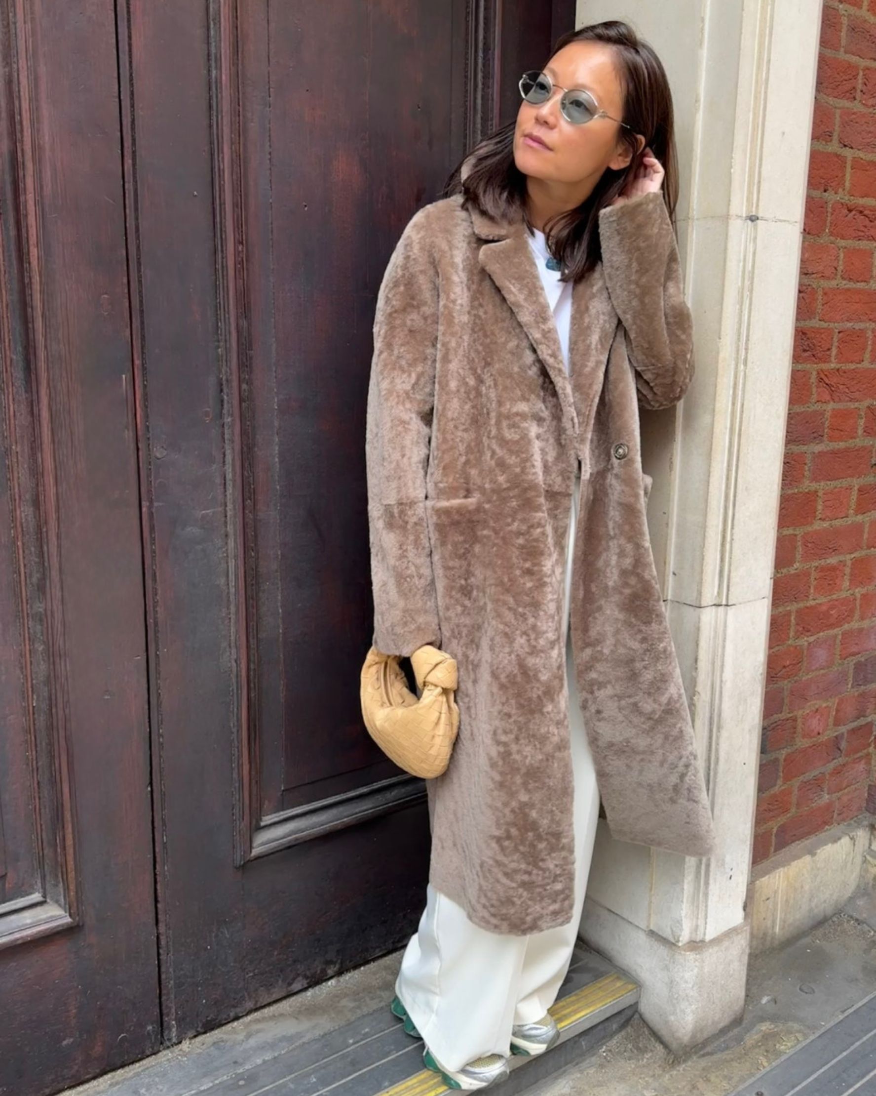Serenade Shearling Coat in Light Brown - alternate view