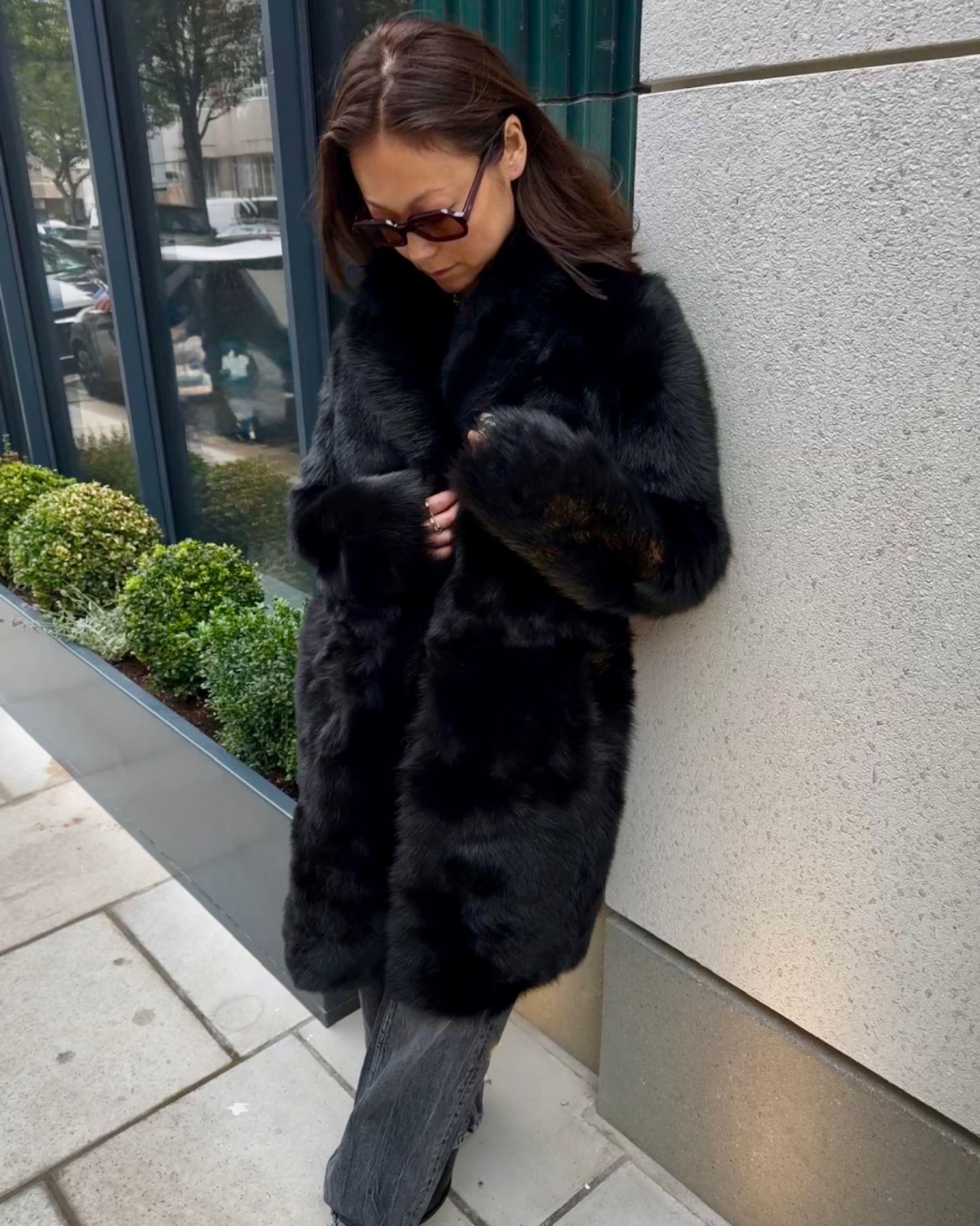 Melody Shearling Coat in Black - alternate view