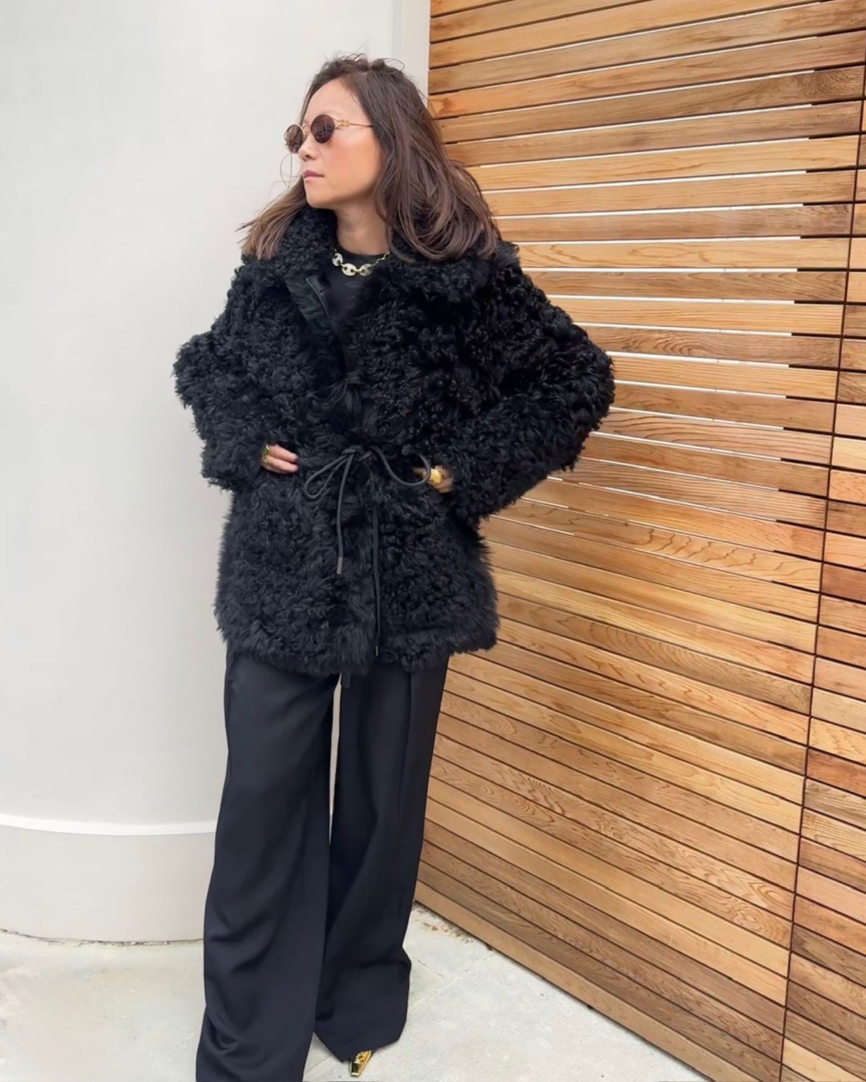 Isabella Shearling Jacket in Black
