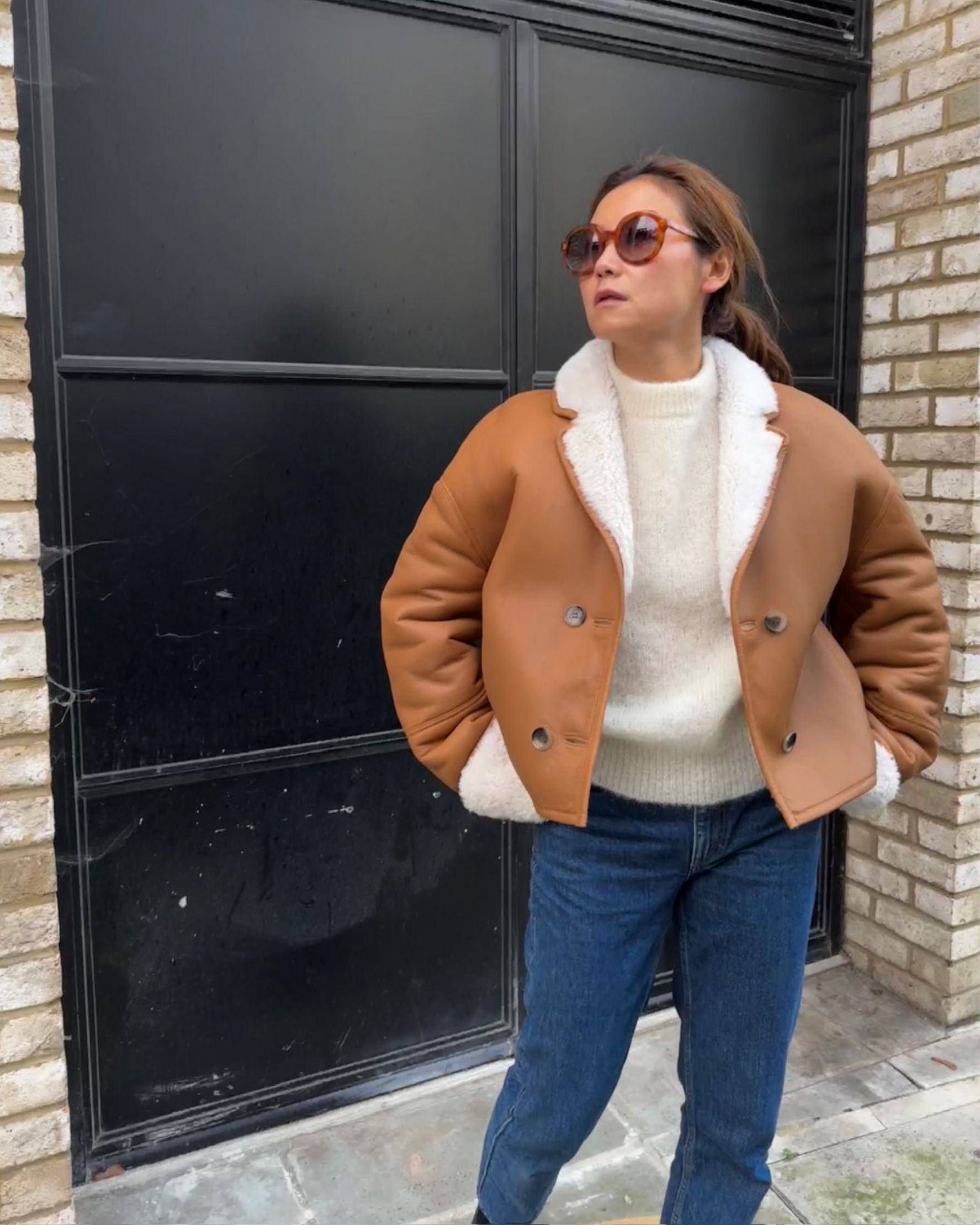 Lina Cropped Shearling Jacket - alternate view
