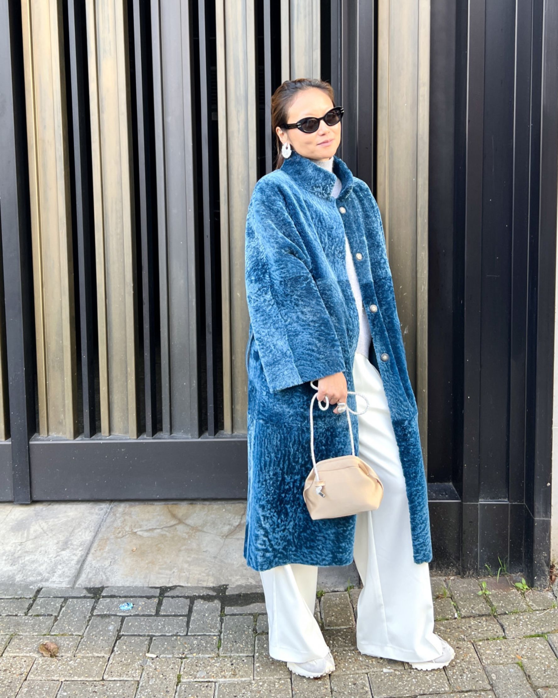 Louisa Shearling Coat in Benzia Blue