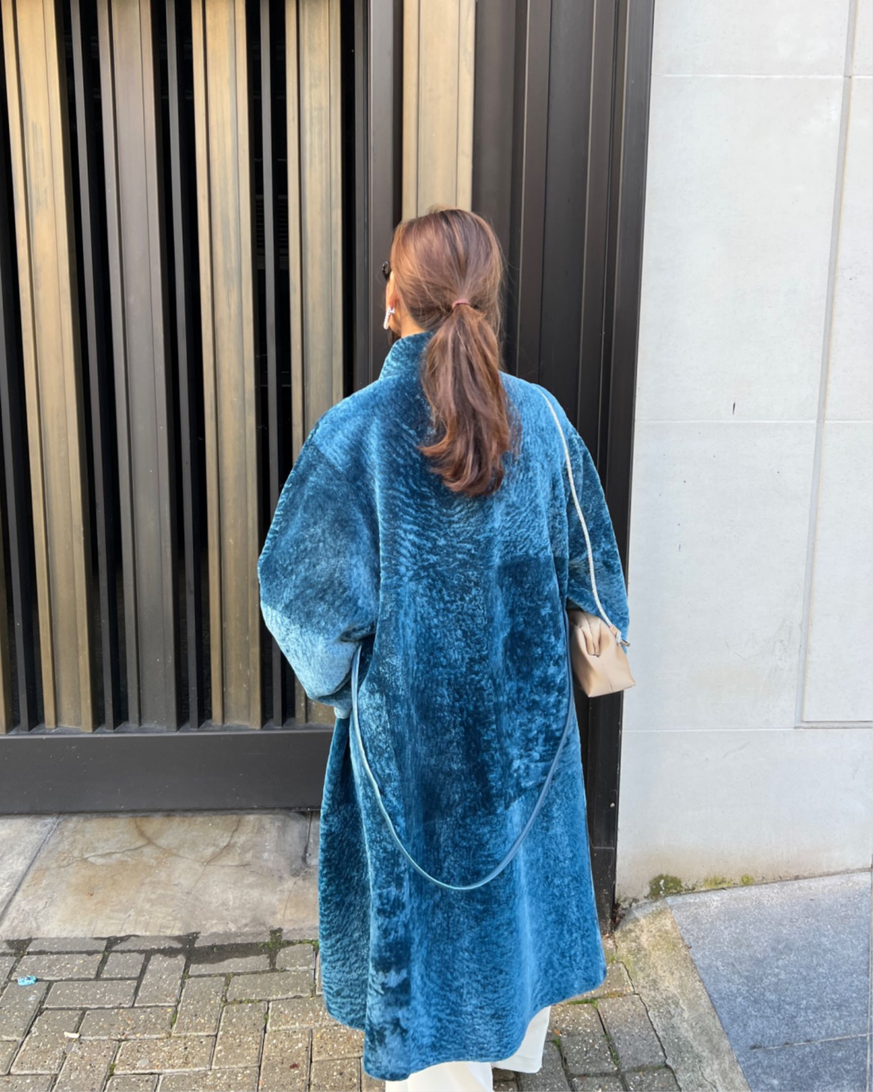 Louisa Shearling Coat in Benzia Blue - alternate view