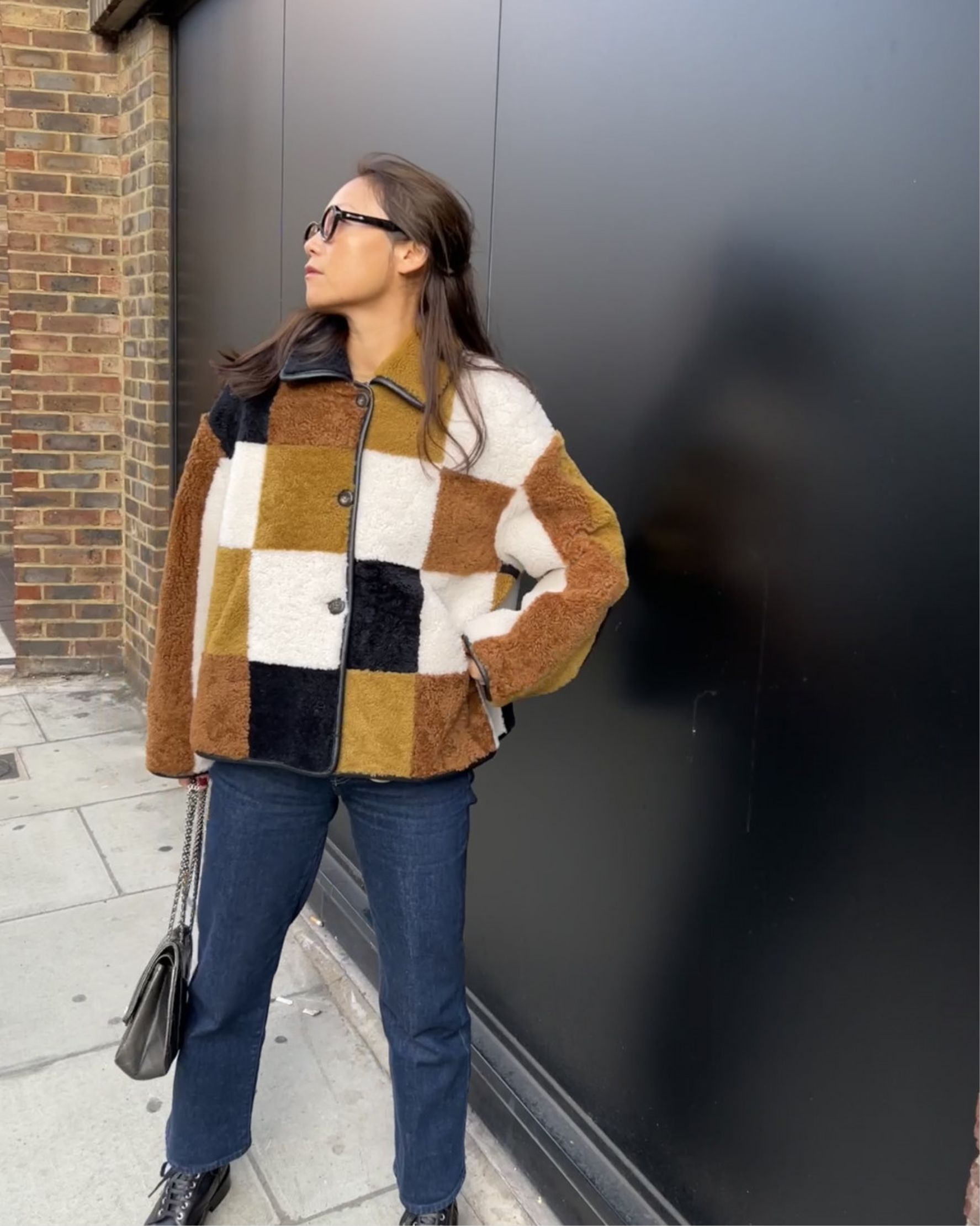 Jany Patchwork Shearling Jacket - alternate view