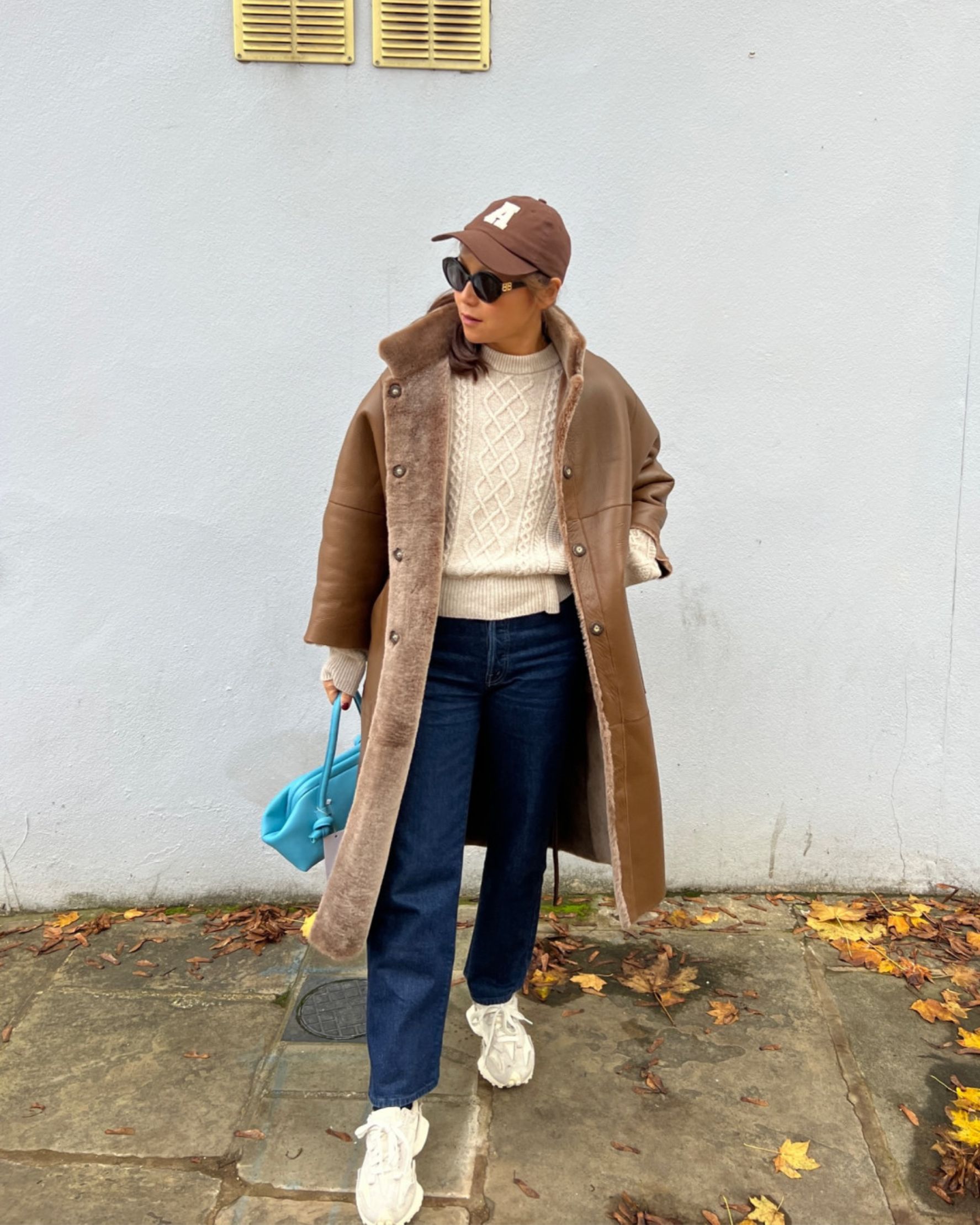 Louisa Shearling Coat in Chocolate Brown - alternate view