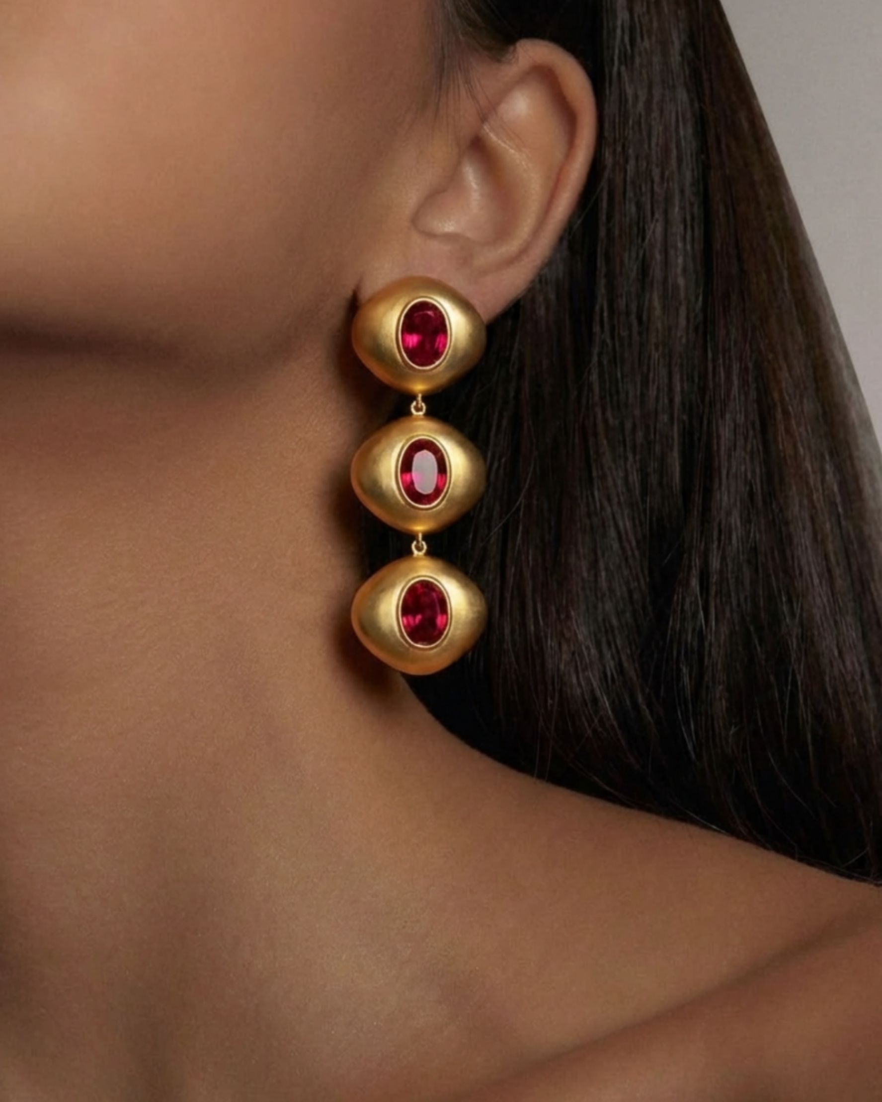 Chopra Ruby Matte Earrings - alternate view