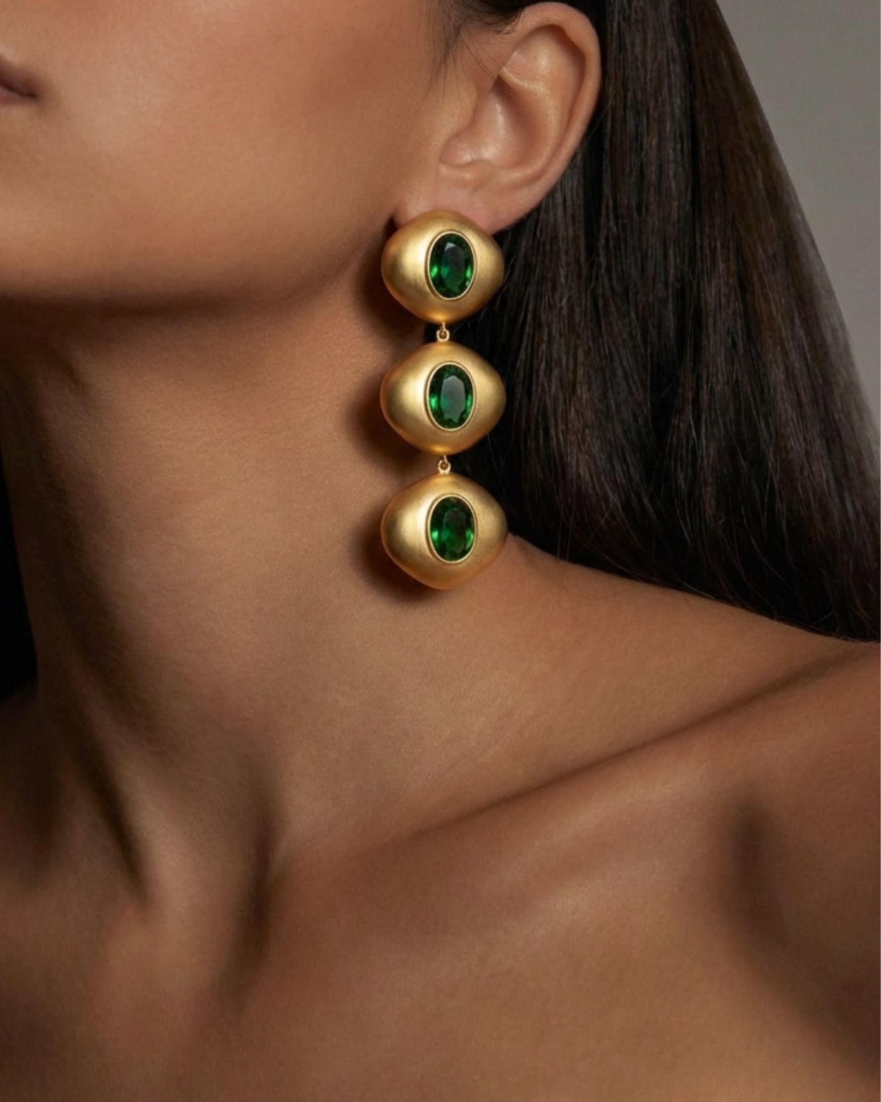 Chopra Emerald Matte Earrings - alternate view