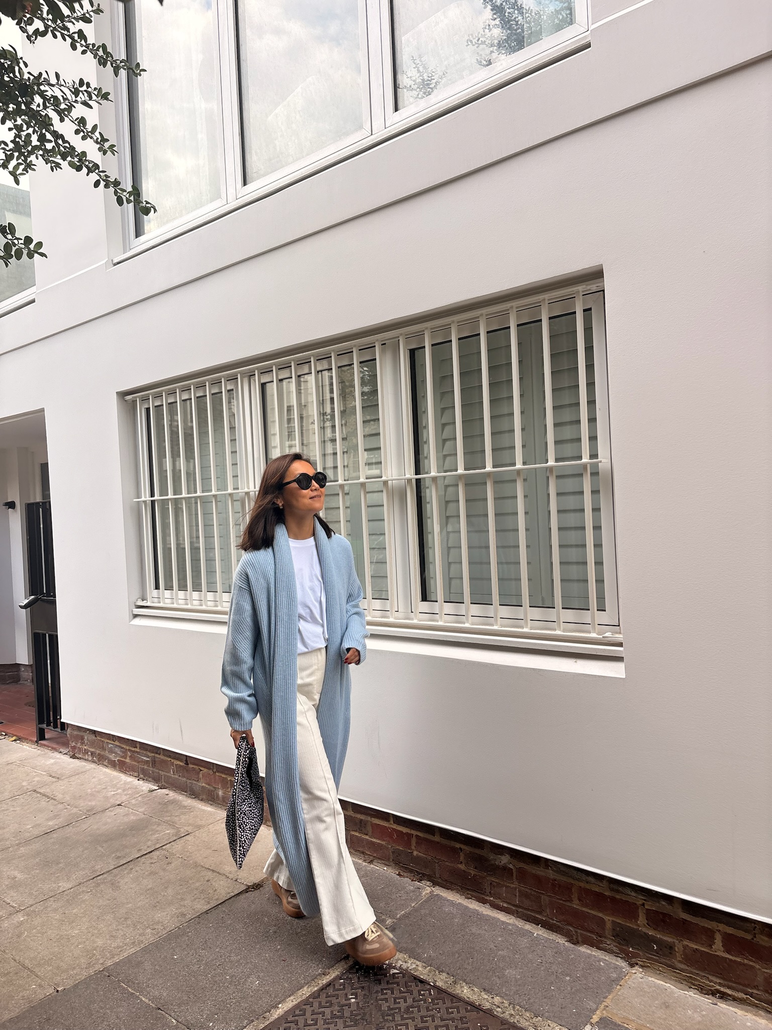 Ribbed Cashmere Coatigan in Skyway Blue - alternate view