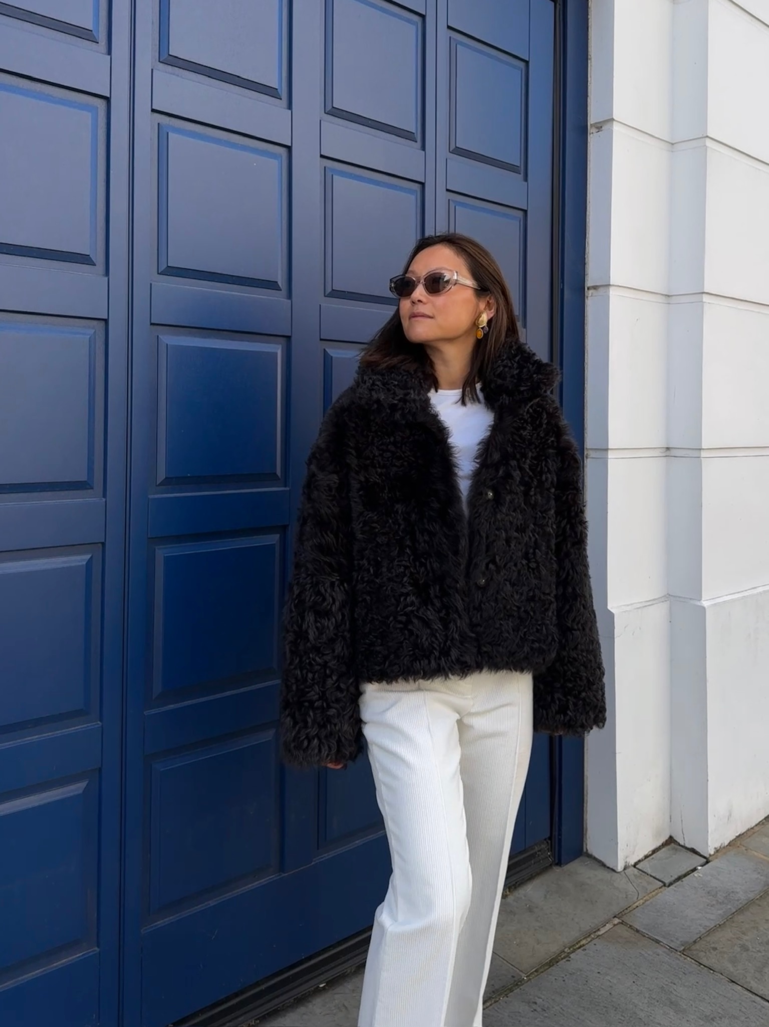 Gato Cropped Shearling Jacket Dark Brown - alternate view