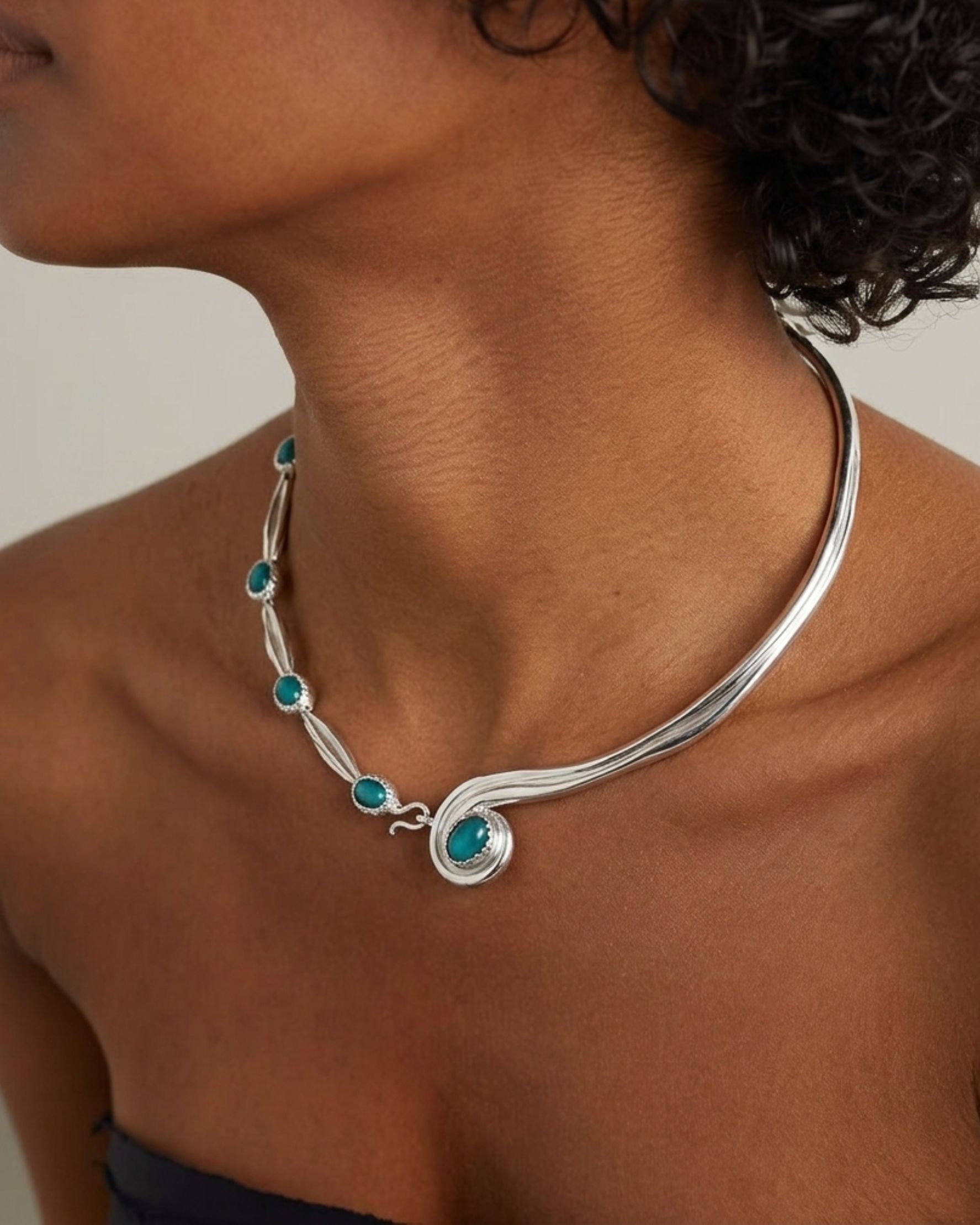Spiral Interchangeable Necklace Sliver Blue - alternate view