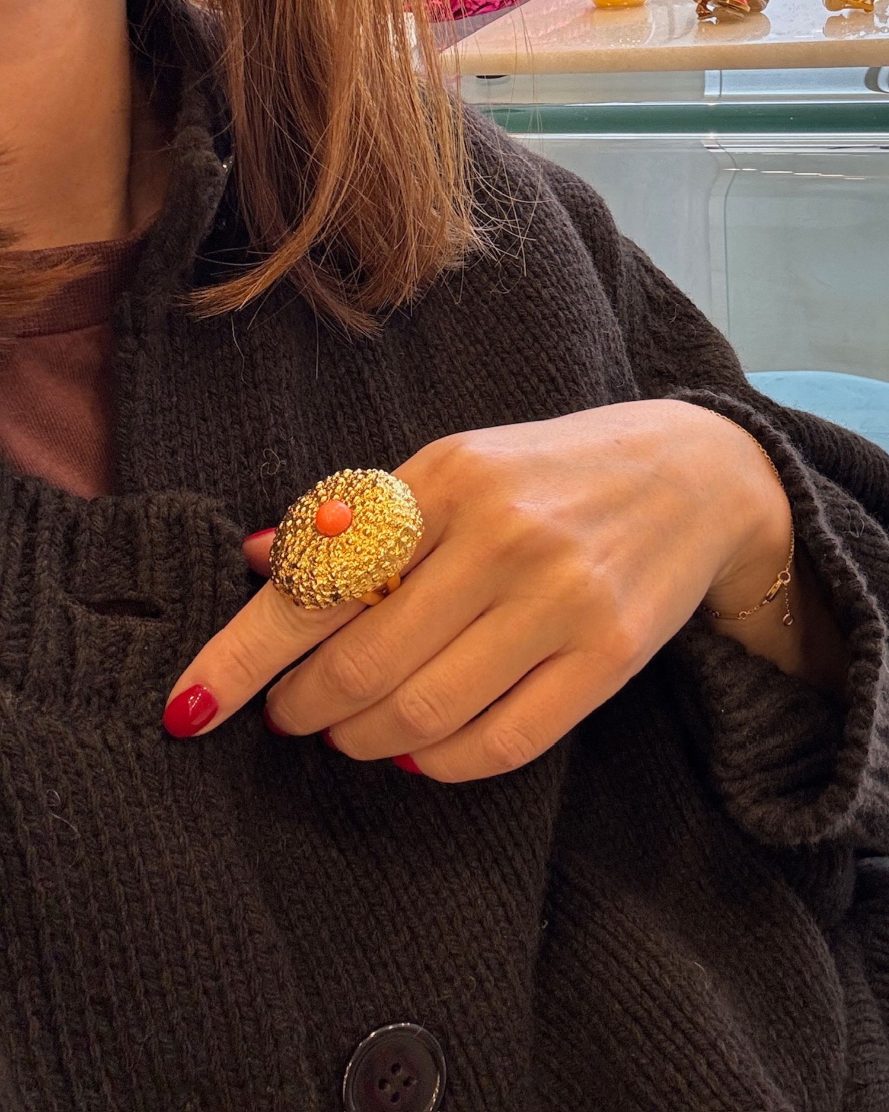 Coral Set Werner's Shell Ring - alternate view
