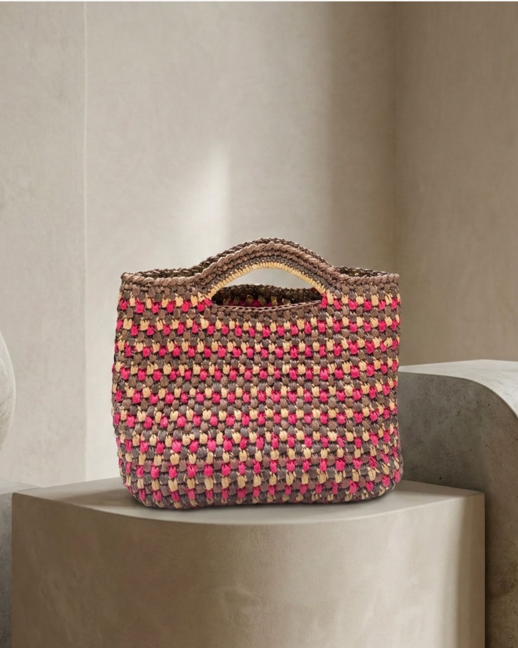 Basket Bag Brown/Pink/Beige