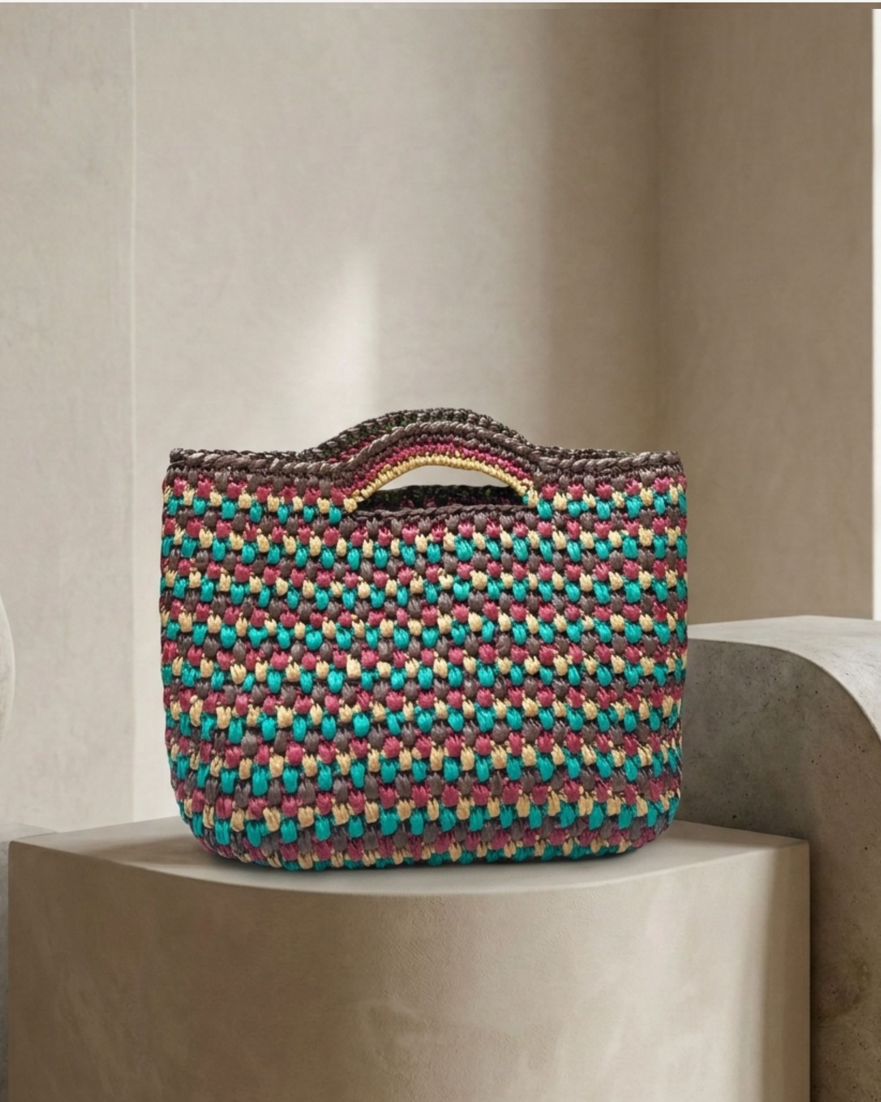 Basket Bag Brown/Green/Beige