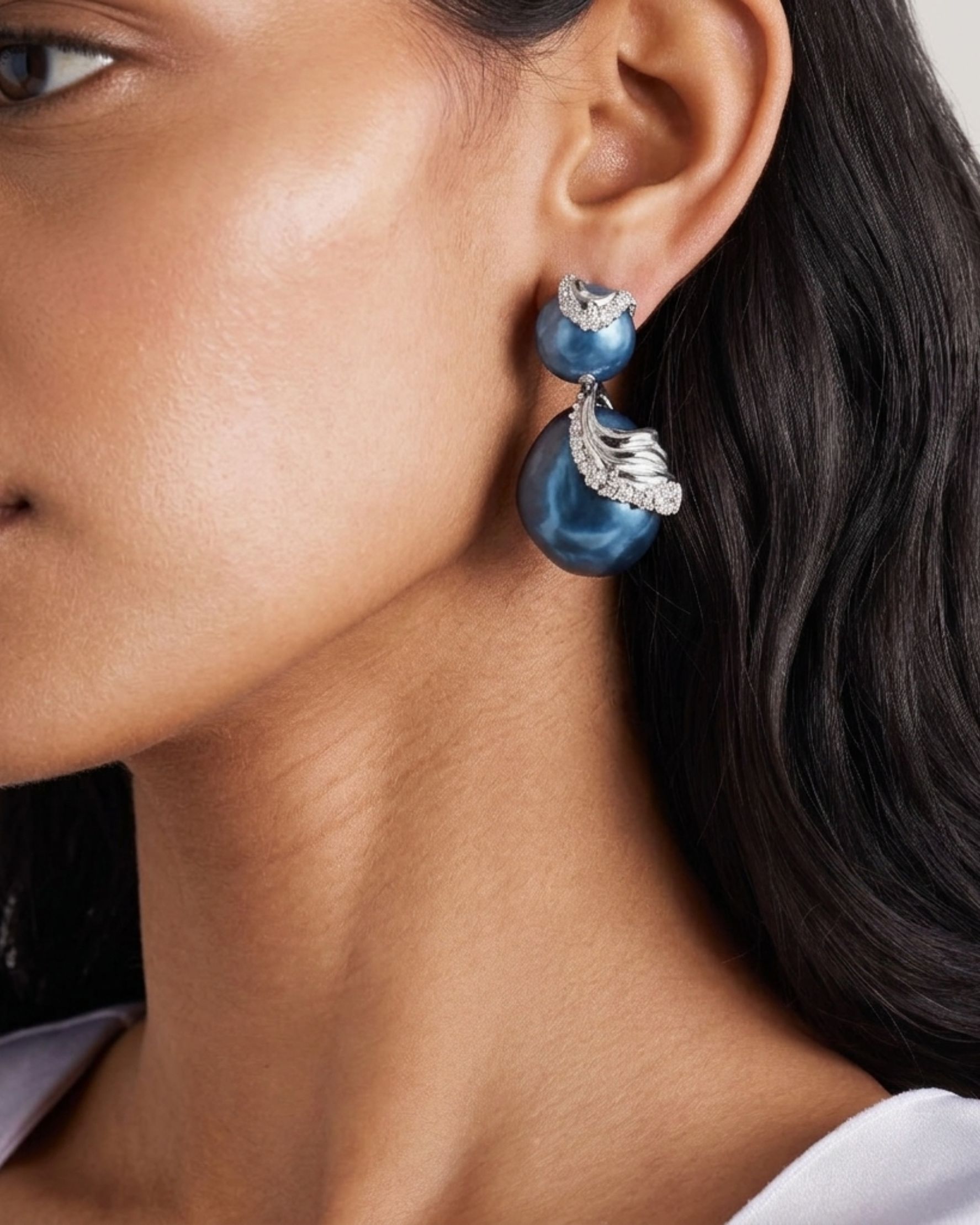 Interchangeable Cascade Earrings Blue - alternate view