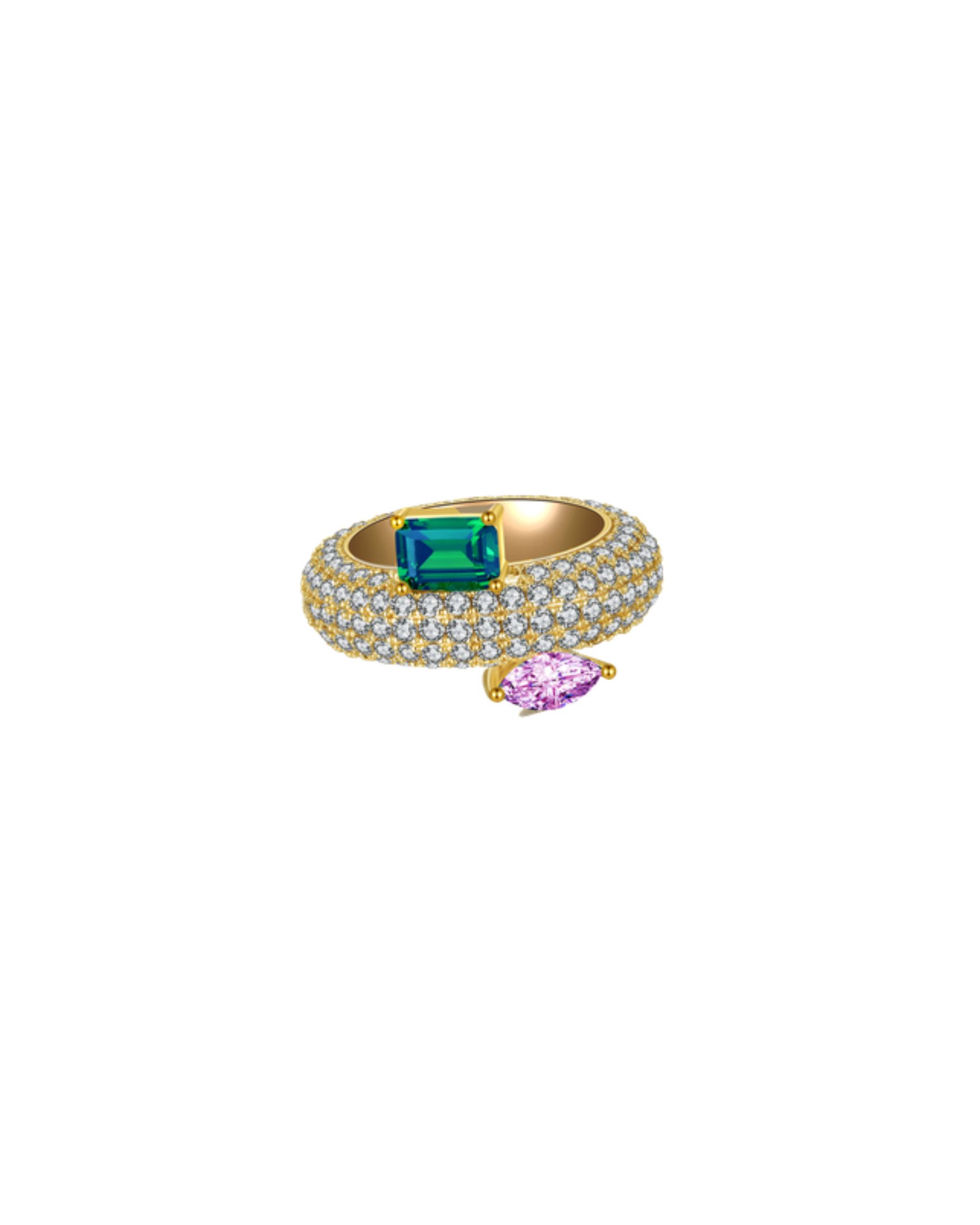 Liam Ring With Floating Diamond Emerald
