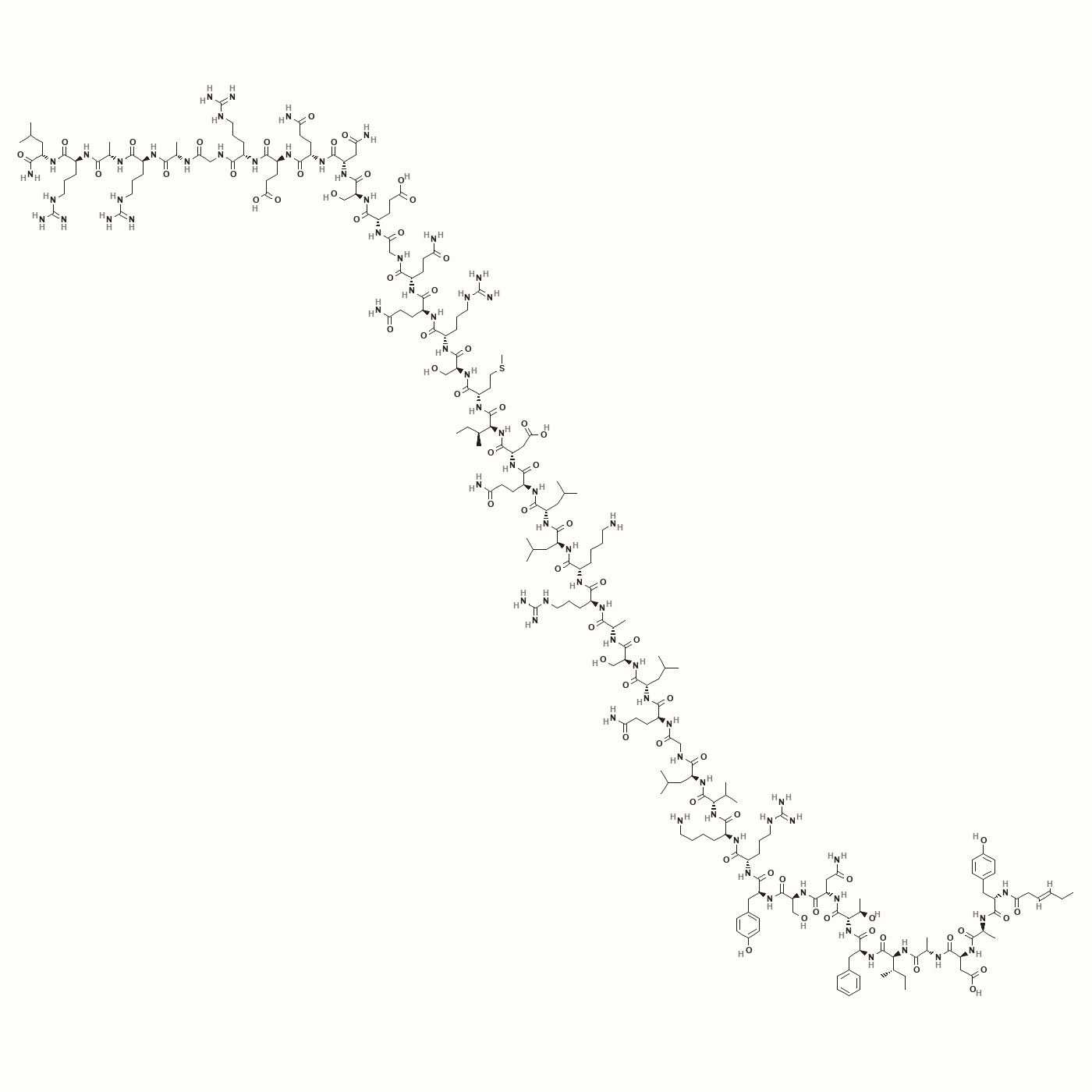 Tesamorelin molecular structure, a GHRH analog research peptide