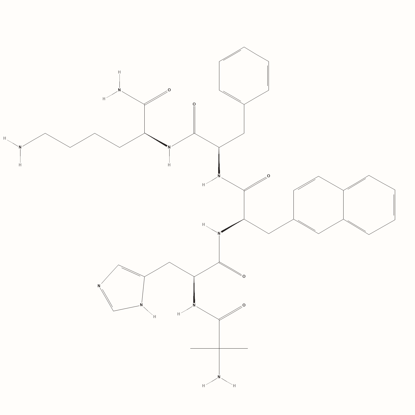 Ipamorelin molecular structure, a selective growth hormone secretagogue peptide