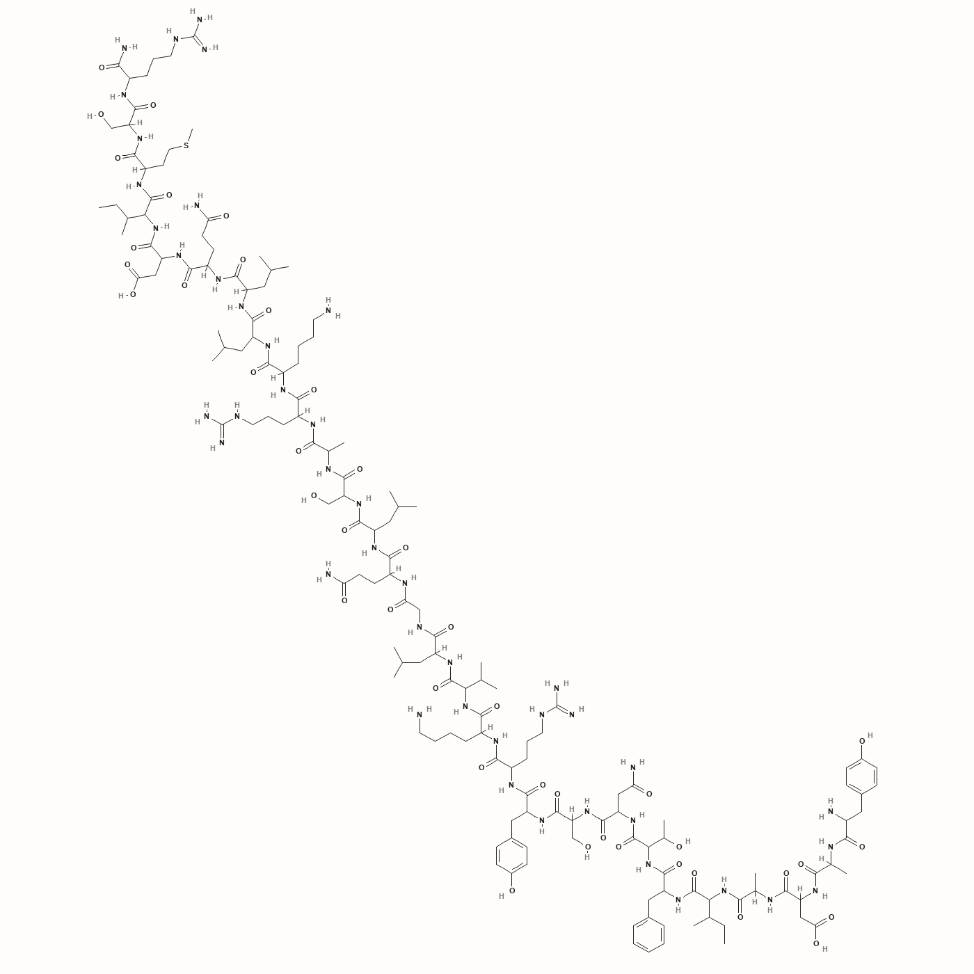 Sermorelin molecular structure, a GHRH analog research peptide