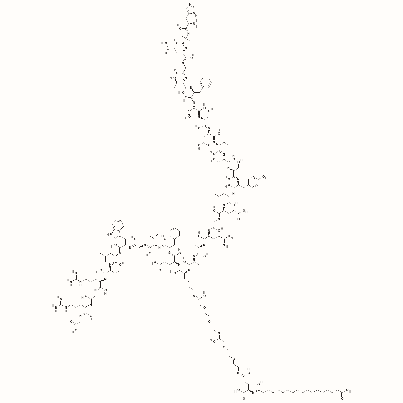Semaglutide molecular structure, a GLP-1 receptor agonist peptide