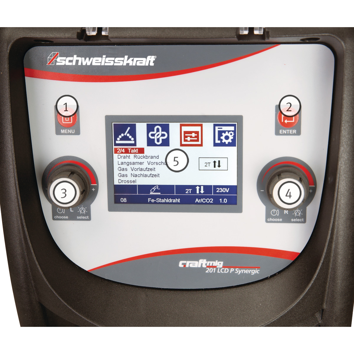 Schweisskraft CRAFT-MIG 201 LCD P Synergic set pulse inert gas welder - vista 2
