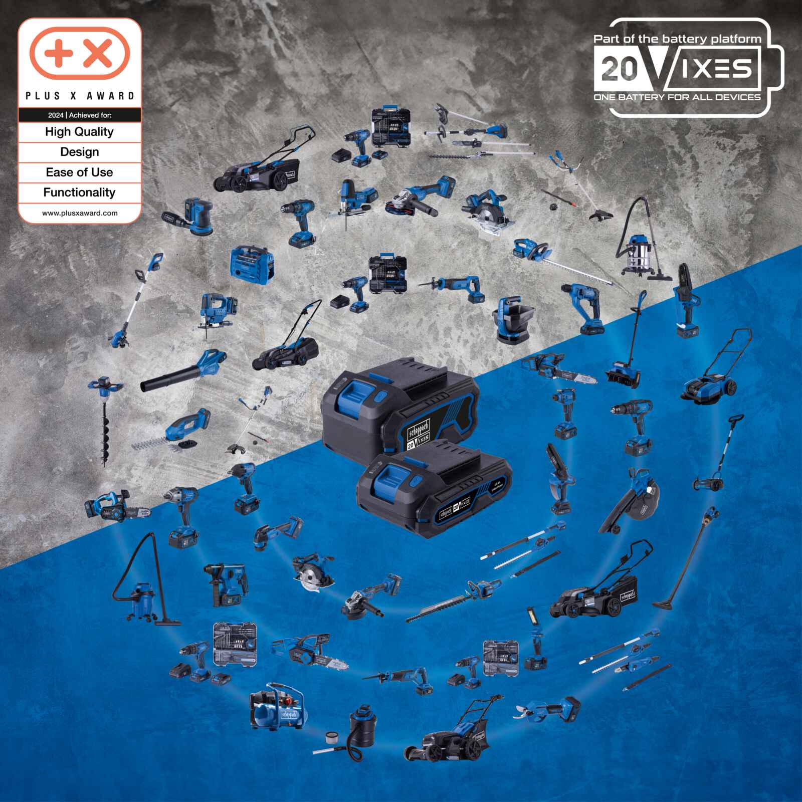 Kit Cargador + Batería 2.0Ah 20V Scheppach — componentes