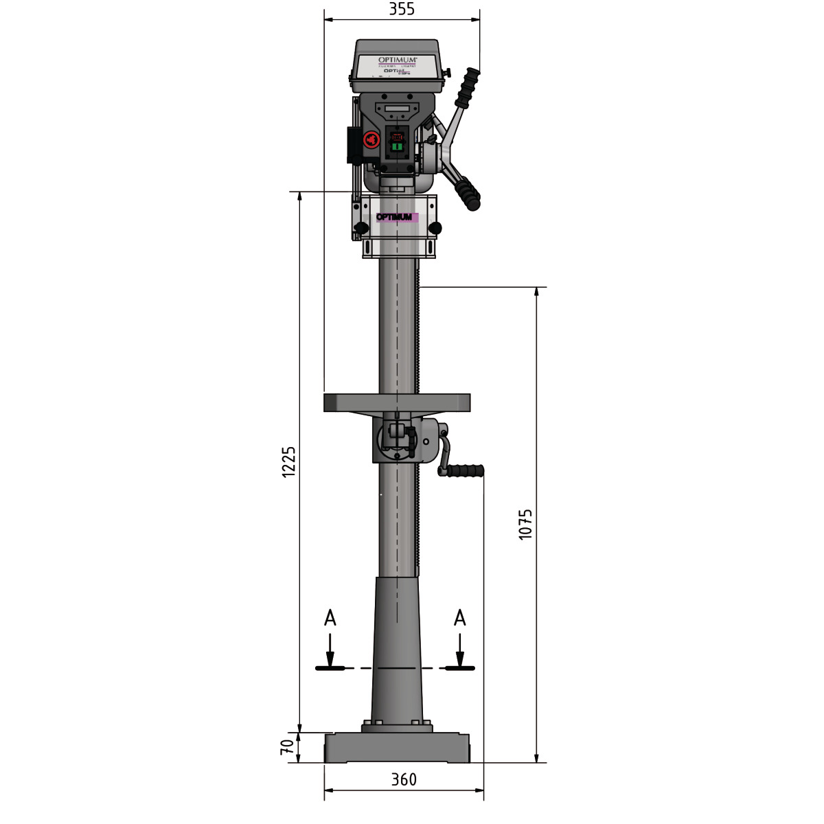 Set taladro de columna Optimum OPTIdrill D 26Pro con transmisión por correa trapezoidal - vista 6