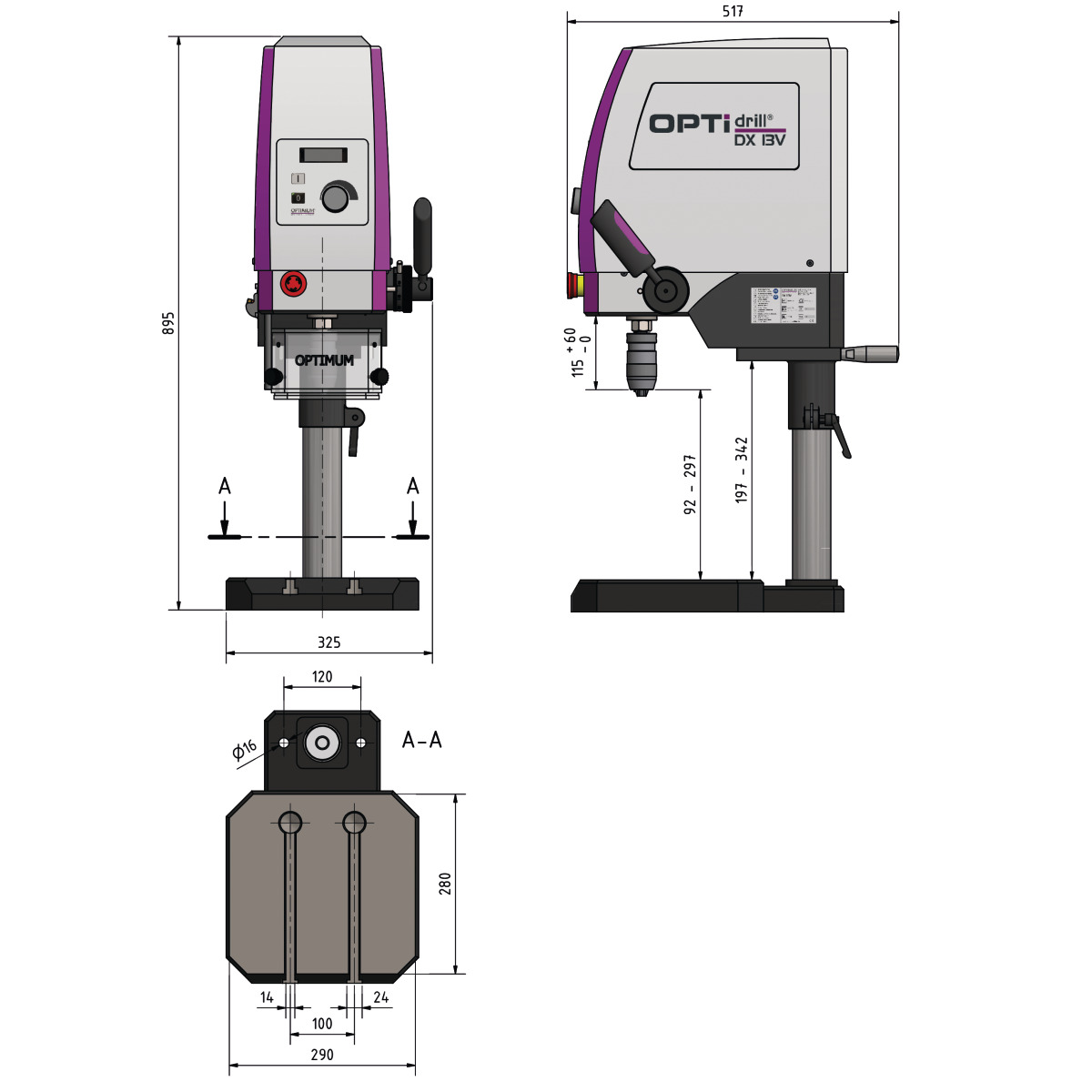 Optimum OPTIdrill DX 13V — Taladro de Sobremesa con Velocidad Variable - vista 6