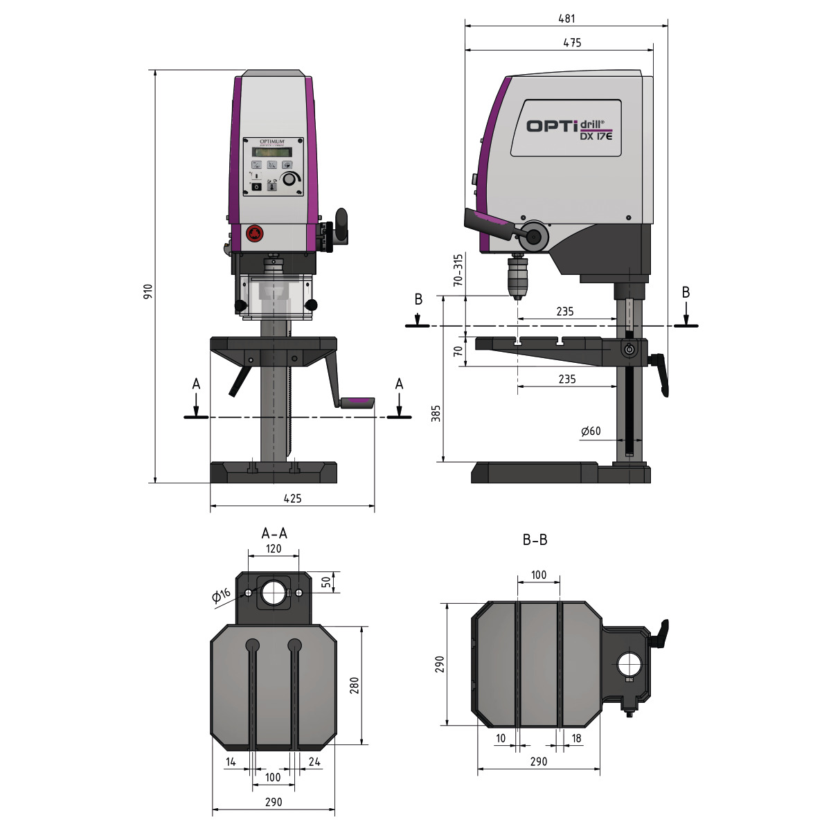 OPTIdrill DX 17E – Taladro de columna con inversor SINAMICS V20 - vista 5