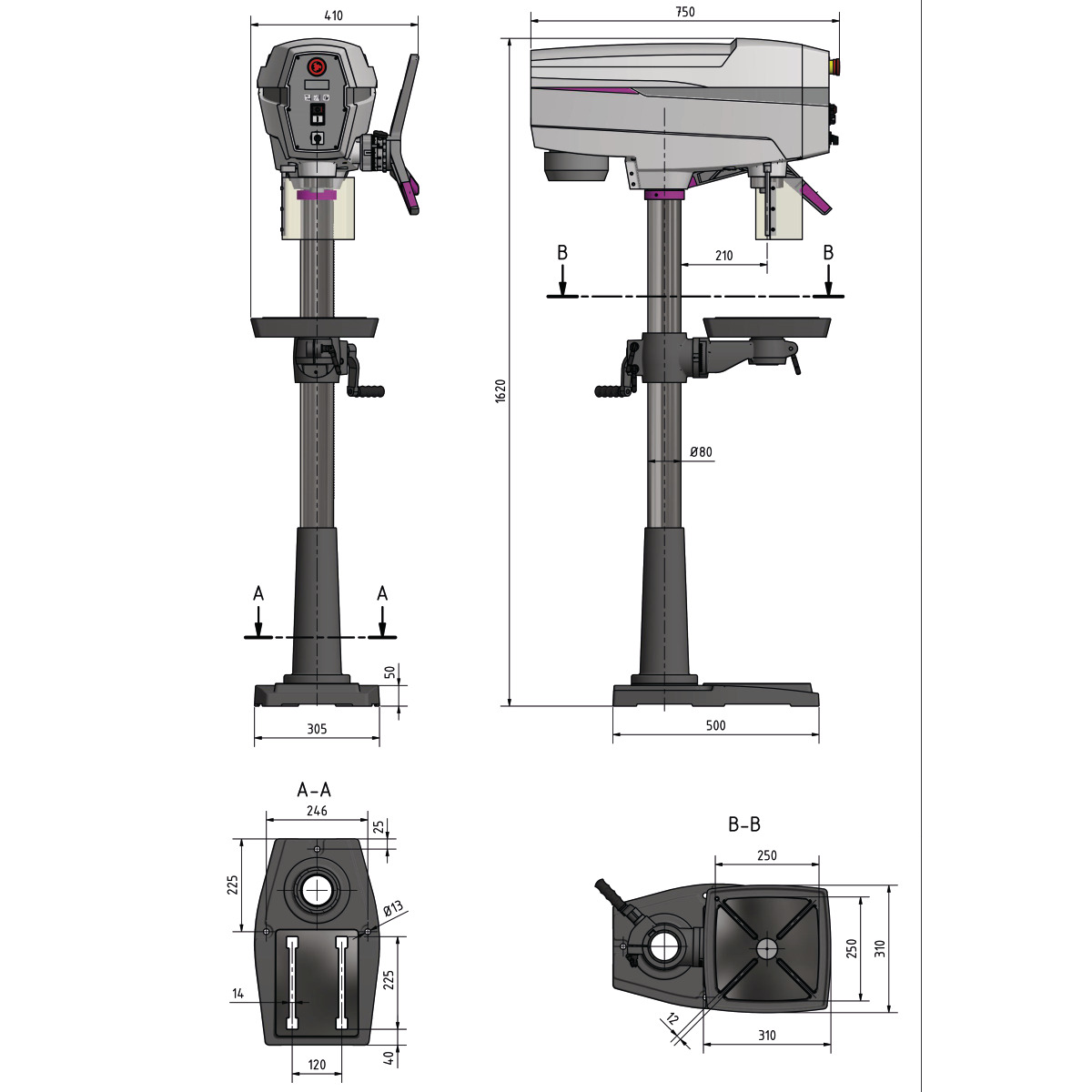 Optimum OPTIdrill DP 26-F (230 V) Set taladro de columna - vista 7