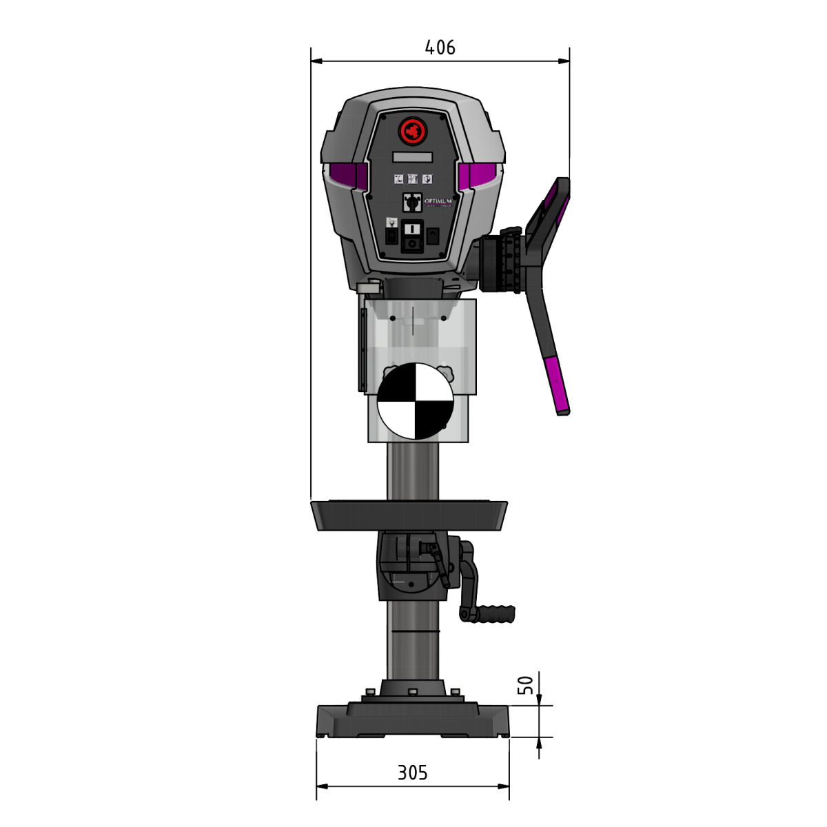 Taladro de columna Optimum OPTIdrill DP 26-T con transmisión por correa - vista 6