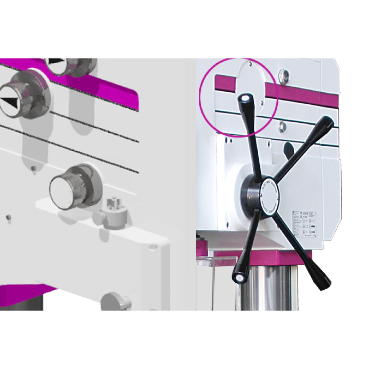 Taladro de columna con caja de engranajes Optimum OPTIdrill DH 35 - vista 2