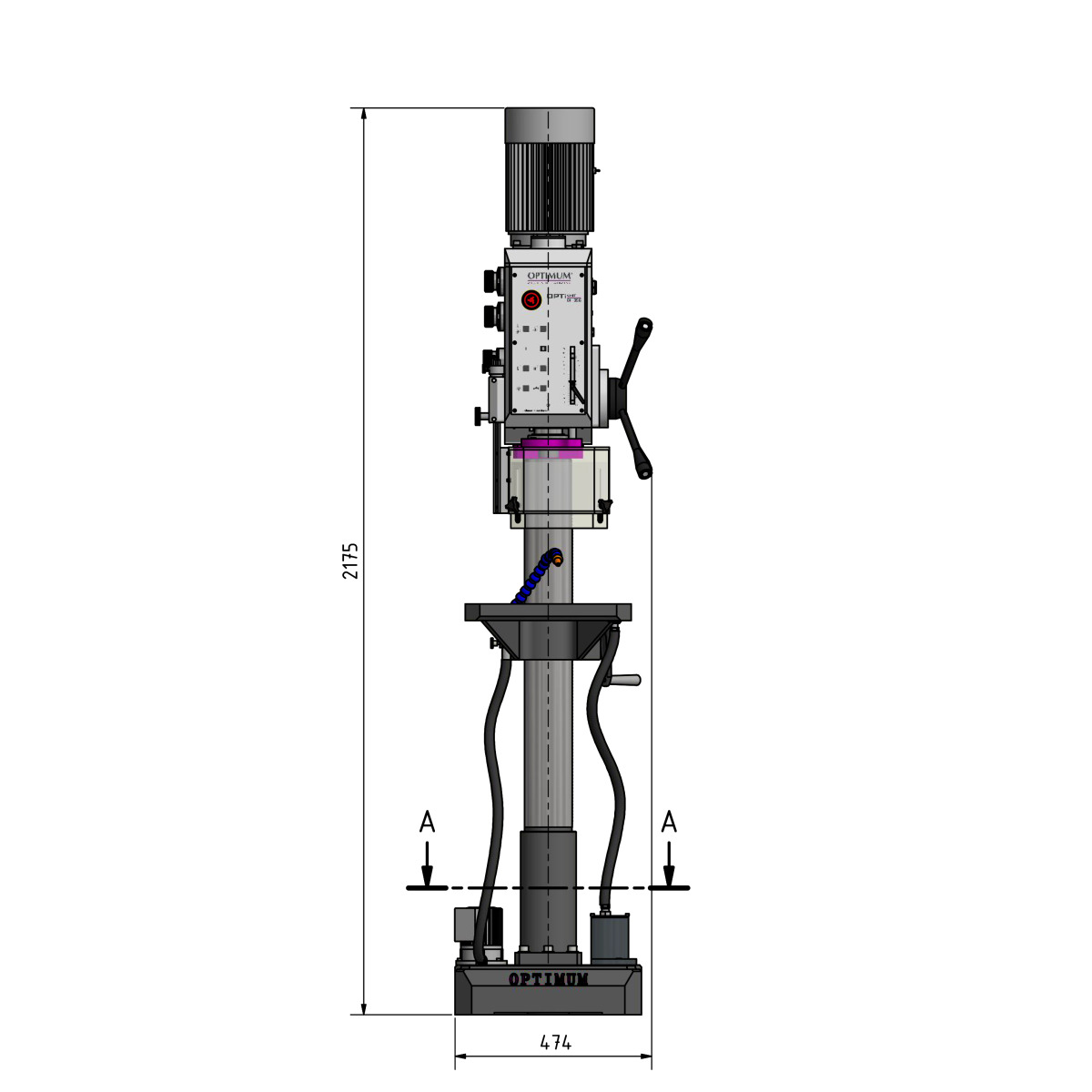 Taladro de columna con caja de engranajes Optimum OPTIdrill DH 35 - vista 3