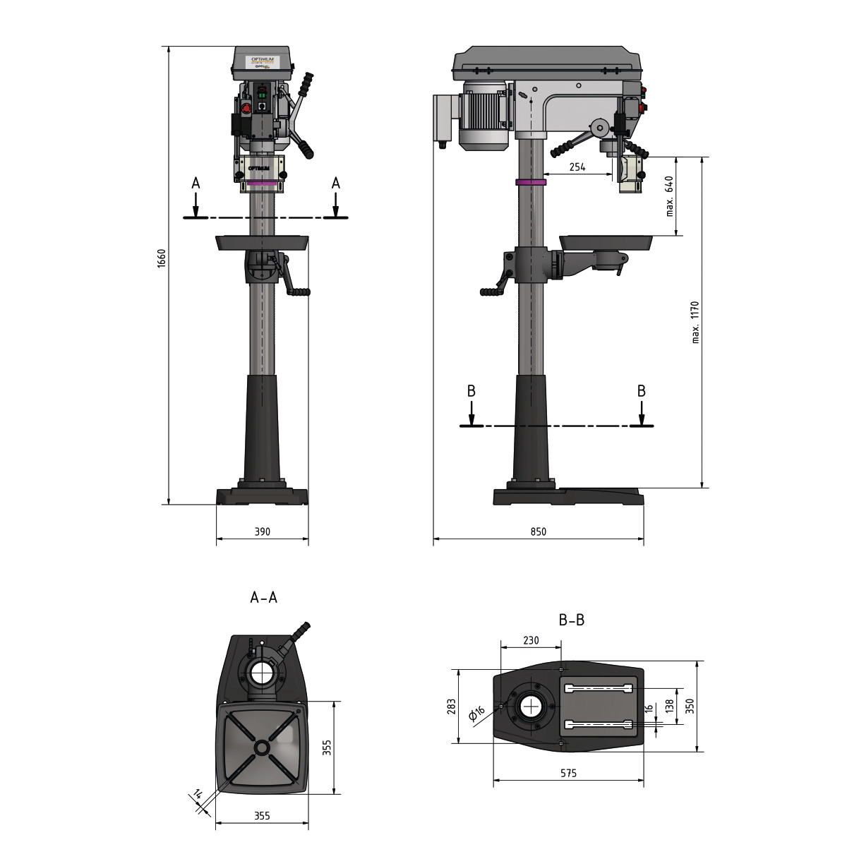 Taladro de columna Optimum OPTIdrill DQ 32 - vista 6