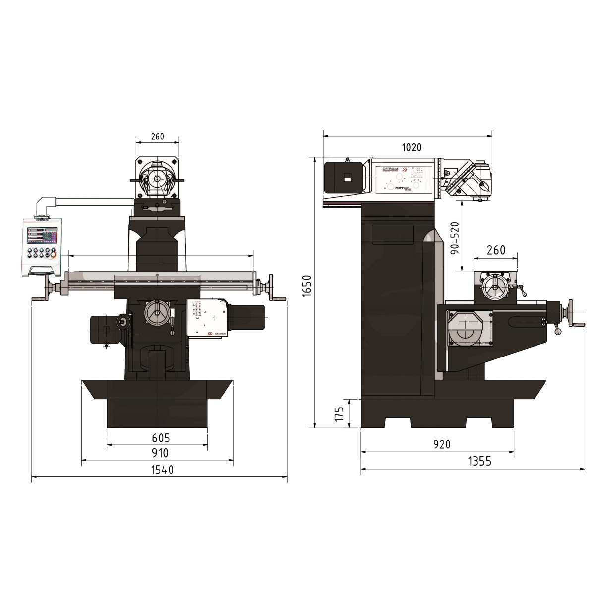 Optimum OPTImill MT 130S — Fresadora Universal de Taller con Servomotor - vista 5
