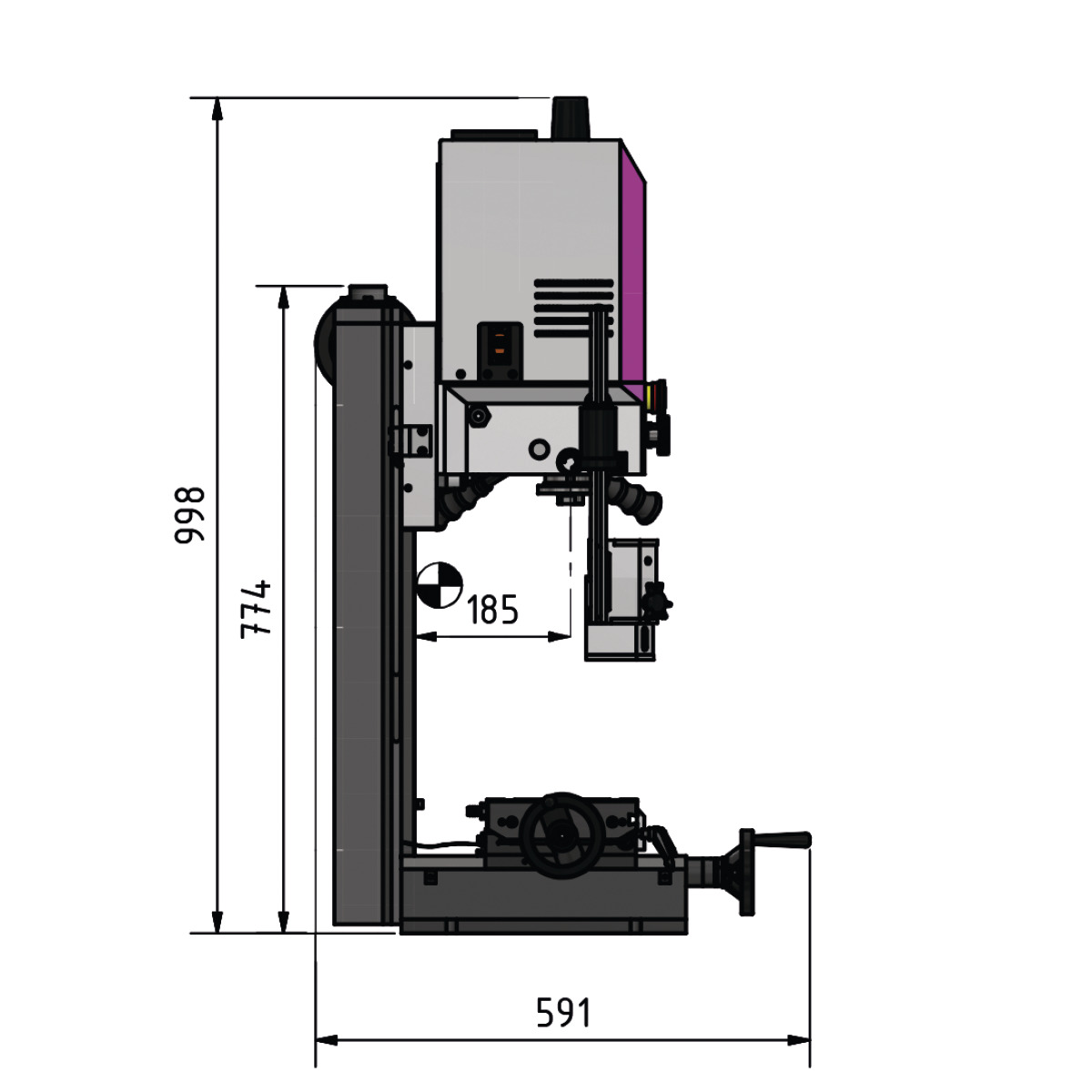 Optimum OPTImill MH 2DV — Fresadora-Taladradora con Avance Automático - vista 5
